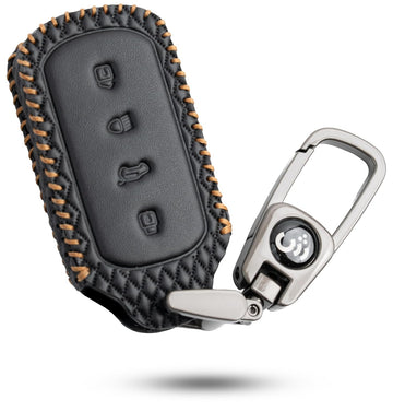 SHOPOFLUX Leather Key Cover Compatible for Tata Curvv | Curvv EV Electric 4 Button Smart Key Only Black(Pack1)