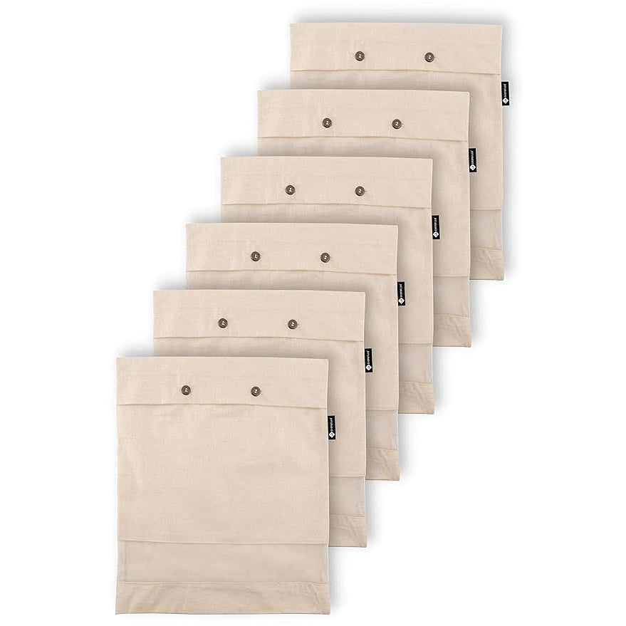 SHOPOFLUX Cotton Saree Covers 6 Pieces | Saree Bags | Clothes Bag For Travelling And Wardrobe Organizer With Transparent Mesh Window 16 X 14 Inches 6 , Beige