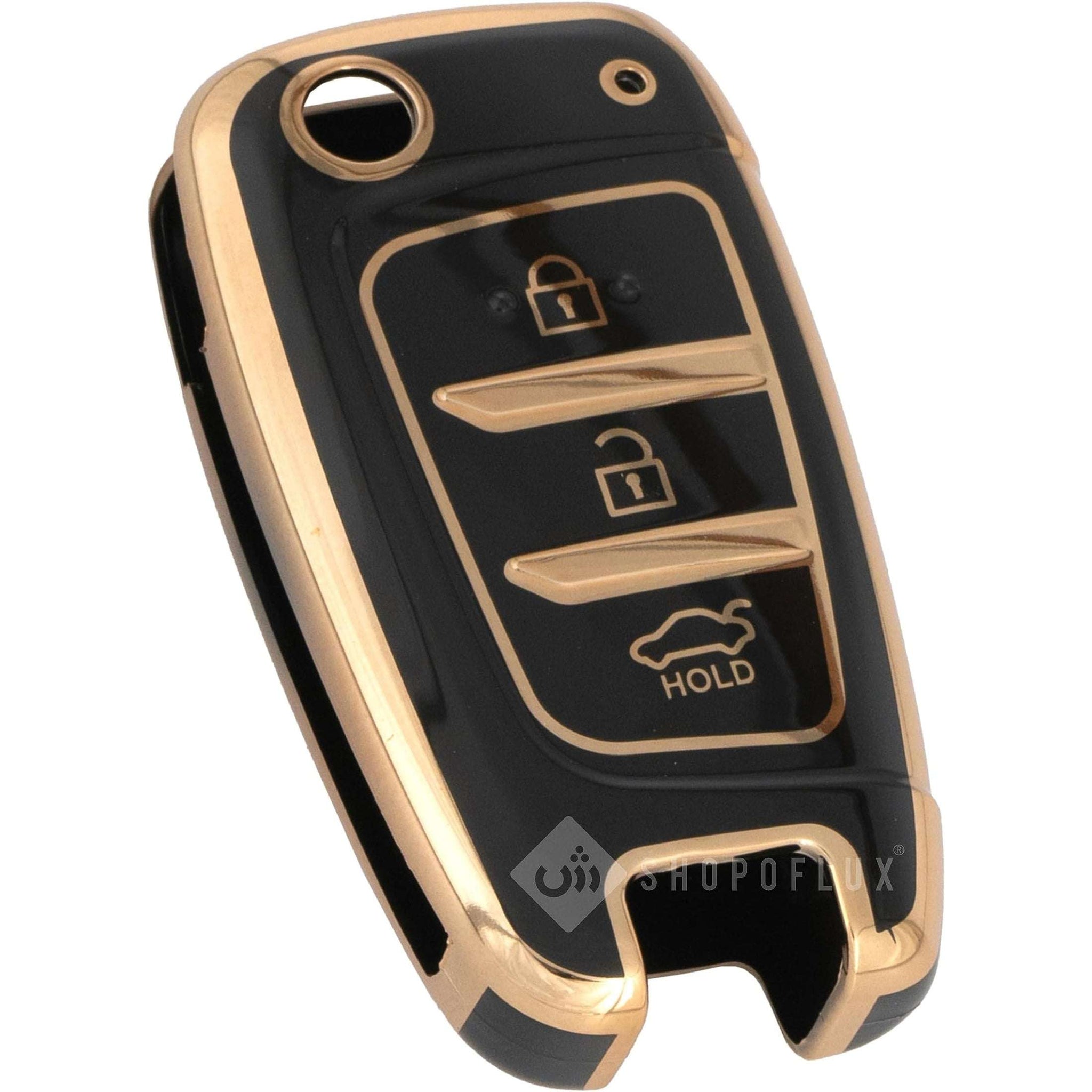 SHOPOFLUX TPU Key Cover Compatible with Hyundai Verna 2024 2023 | i20 N line N6 Car 3 Button Flip Key Black