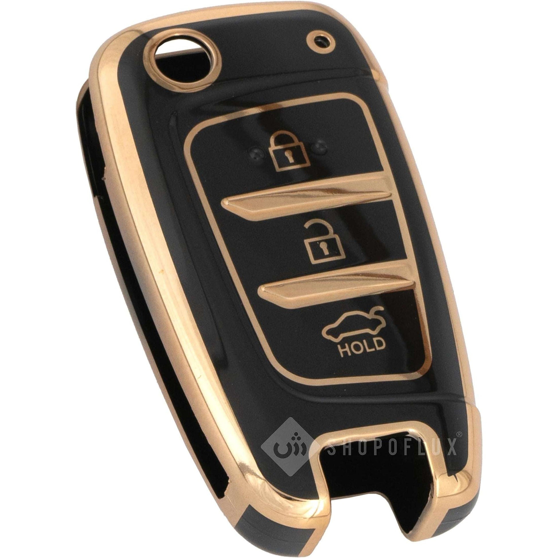 SHOPOFLUX TPU Key Cover Compatible with Hyundai Verna 2024 2023 | i20 N line N6 Car 3 Button Flip Key Black