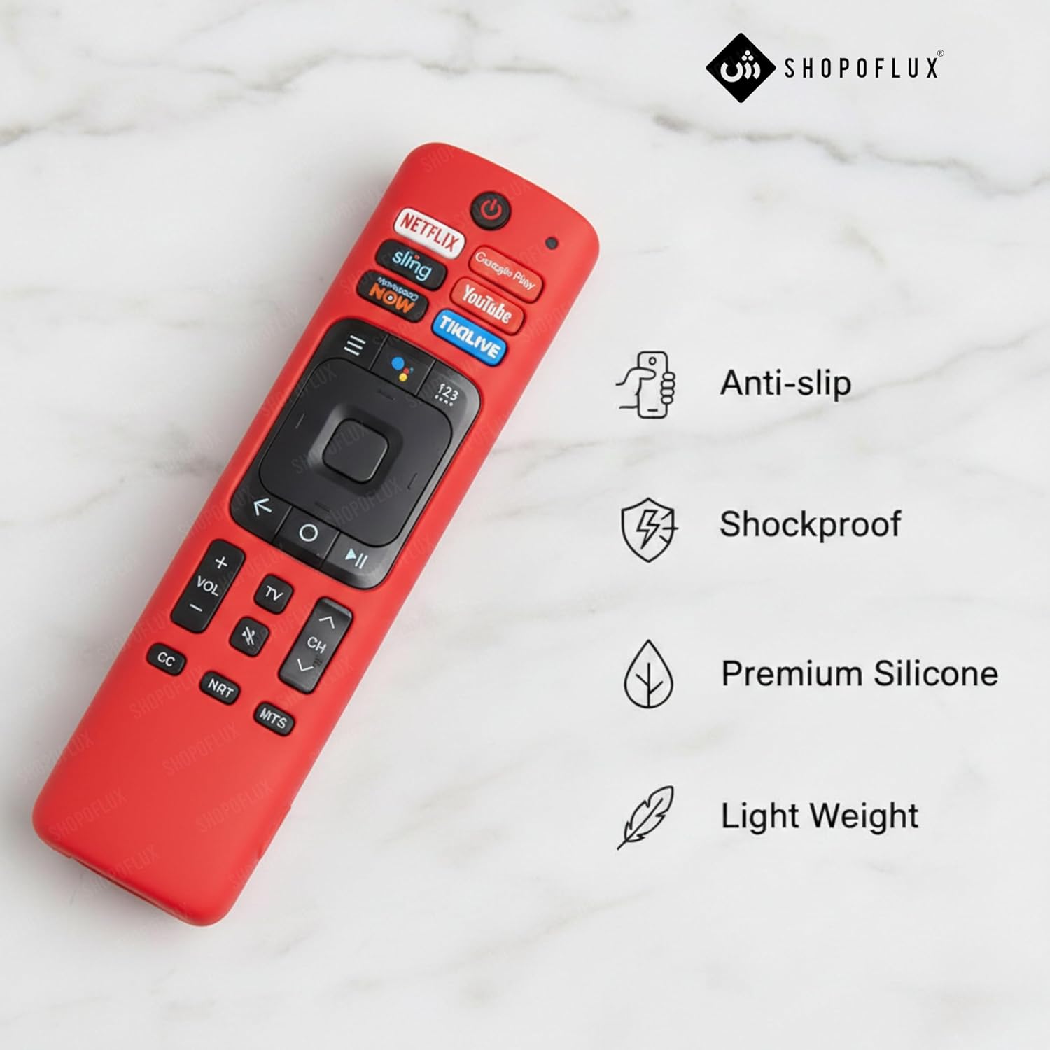 SHOPOFLUX Silicone TV Remote Cover Compatible with Hisense Smart TV Remote [Remote NOT Included] (RED) Shopoflux