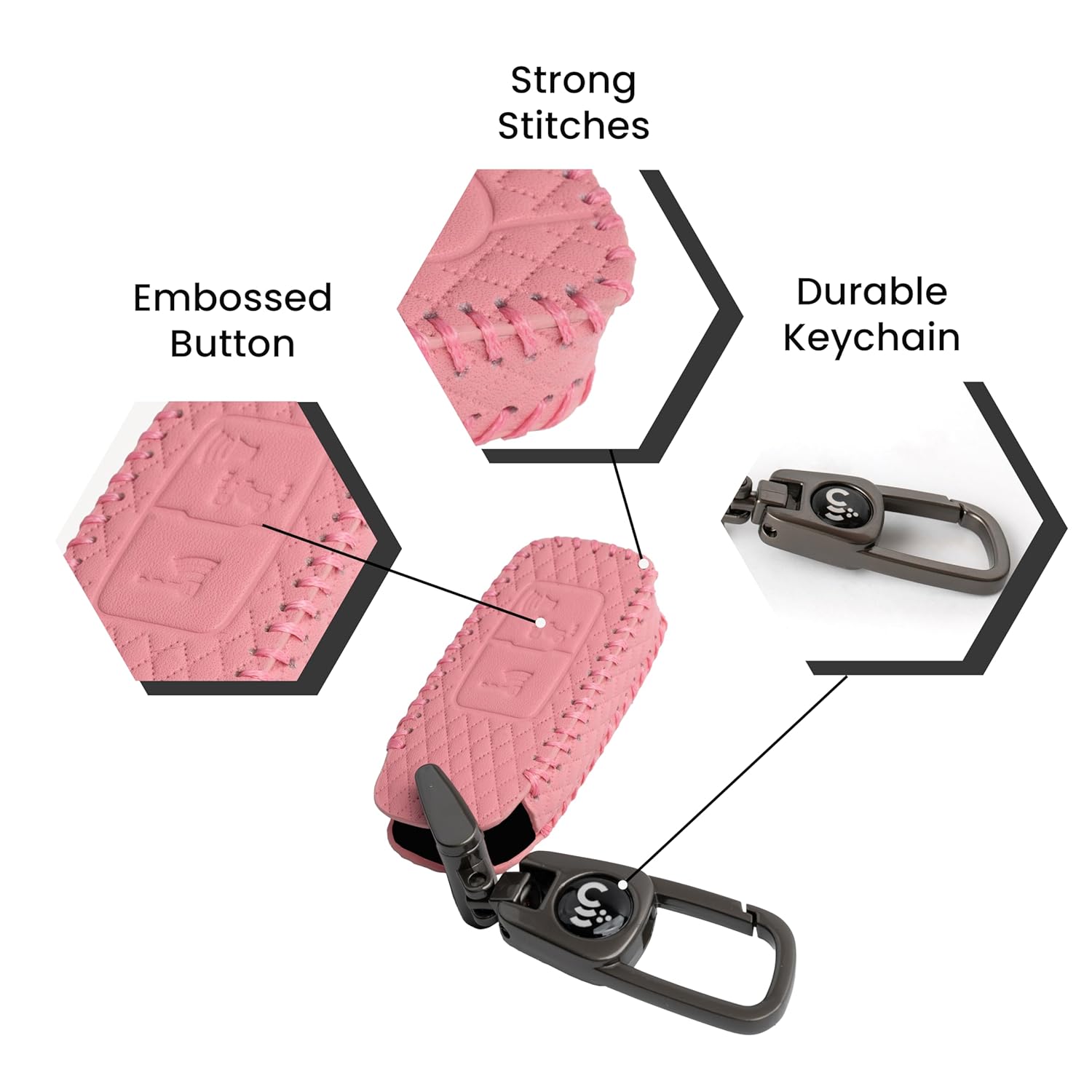 SHOPOFLUX Leather Key Cover Compatible with Honda Activa | Dio H-Smart (Pink) Shopoflux