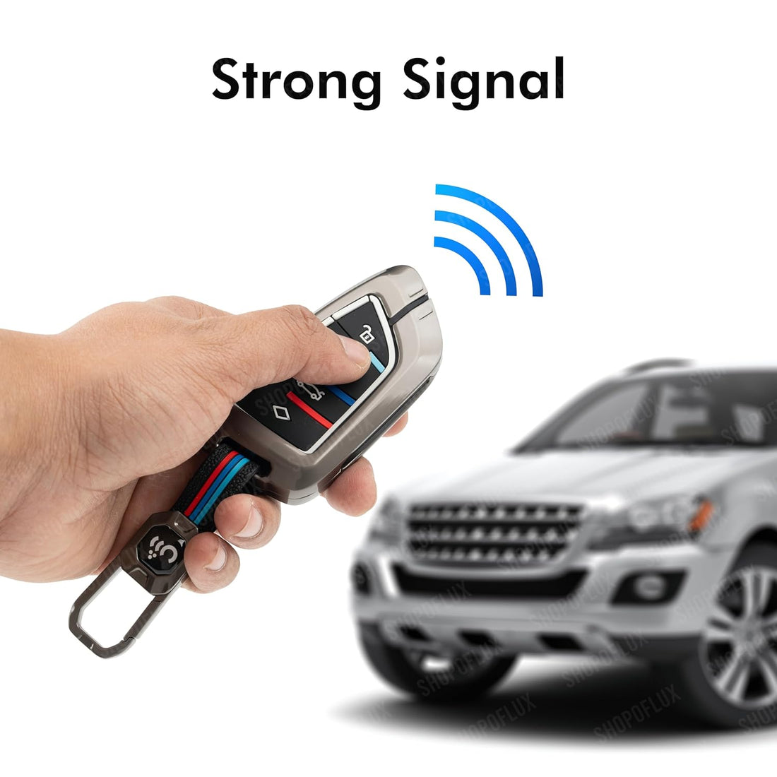 SHOPOFLUX Metal Key Cover Compatible for BMW X1, X3, X6, X5, 5 Series, 6 Series, 7 Series 4 Button Smart Key - Black