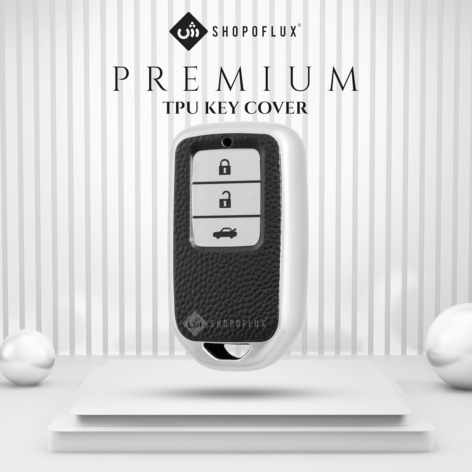SHOPOFLUX Leather TPU Key Cover Compatible for Honda Elevate | City | Amaze | WRV | CRV | Jazz | 3 Button Smart Key
