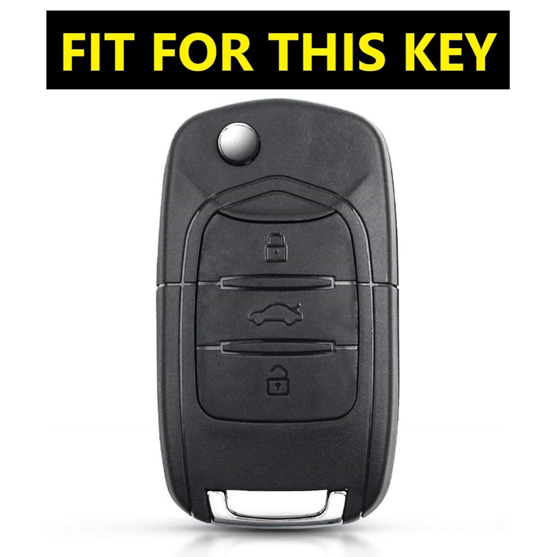 SHOPOFLUX Metal Car Key Cover Compatible for MG Hector 3 Button Flip Key - Black Shopoflux
