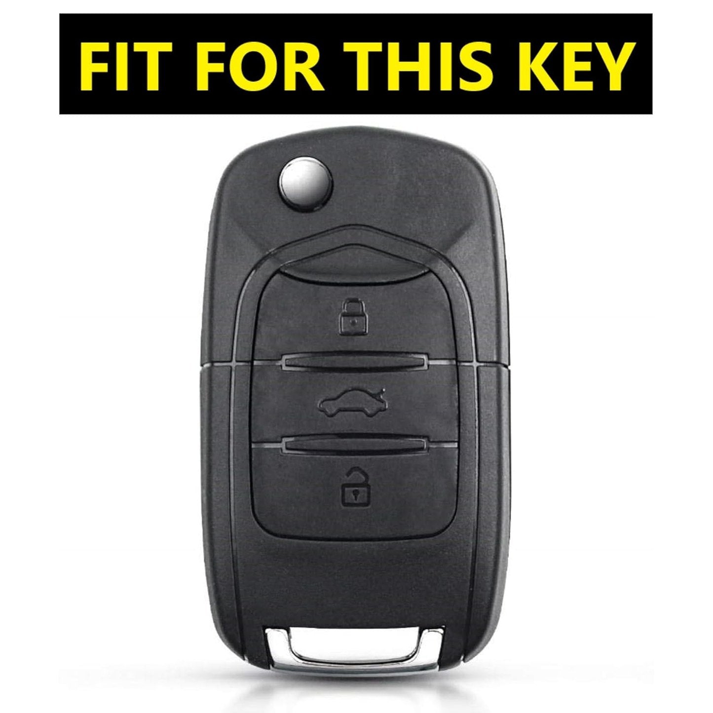 SHOPOFLUX Metal Car Key Cover Compatible for MG Hector 3 Button Flip Key - Black Shopoflux