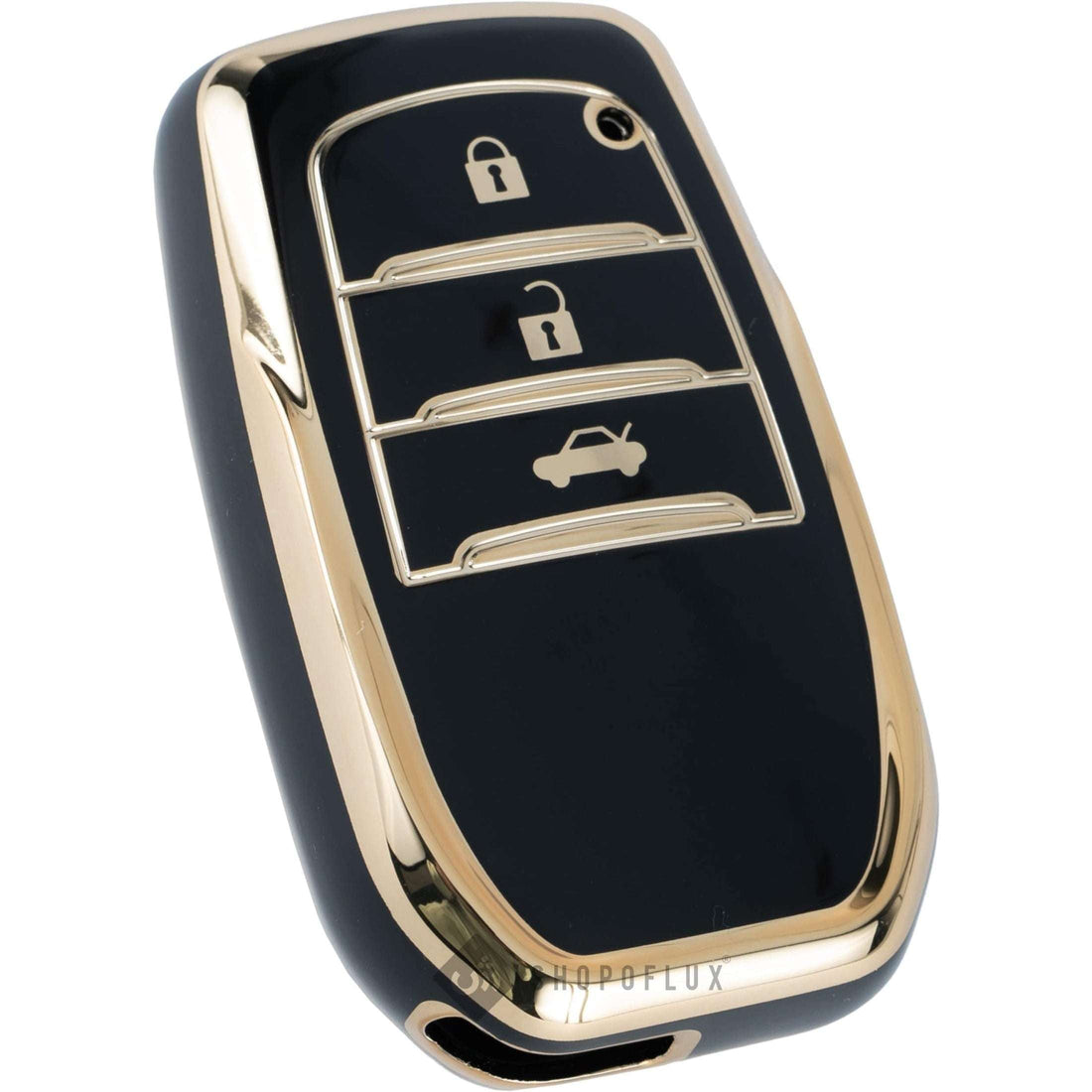 SHOPOFLUX TPU Key Cover Compatible with Toyota Fortuner | Fortuner Legender | Innova Hycross | Invicto 3 Button Smart Key Black & white