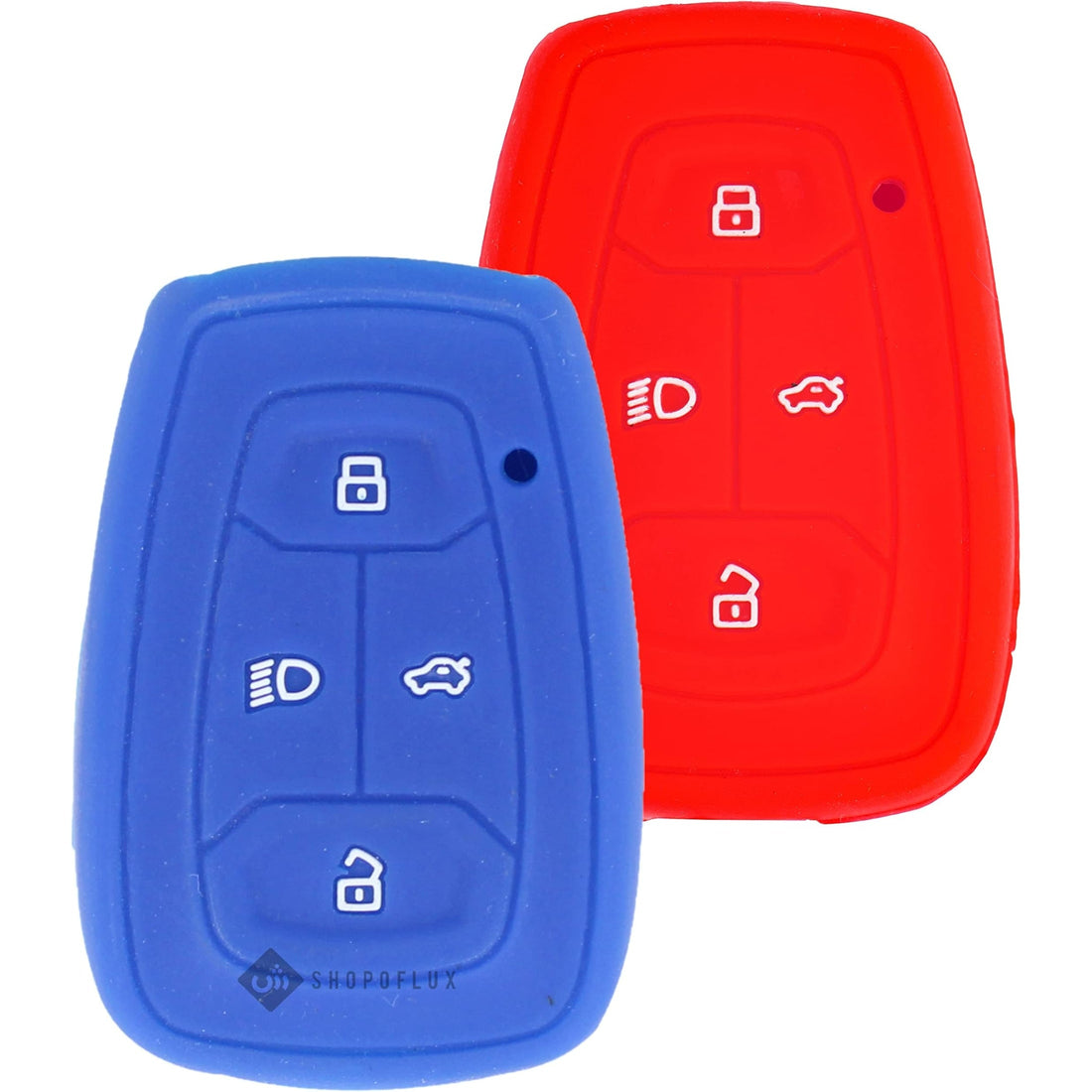 Shopoflux® Silicone Smart Key Cover Compatible with Tata Nexon | Harrier | Safari 2021 | Altroz | Tigor | EV | Punch | Tiago EV Electric Blue & Red