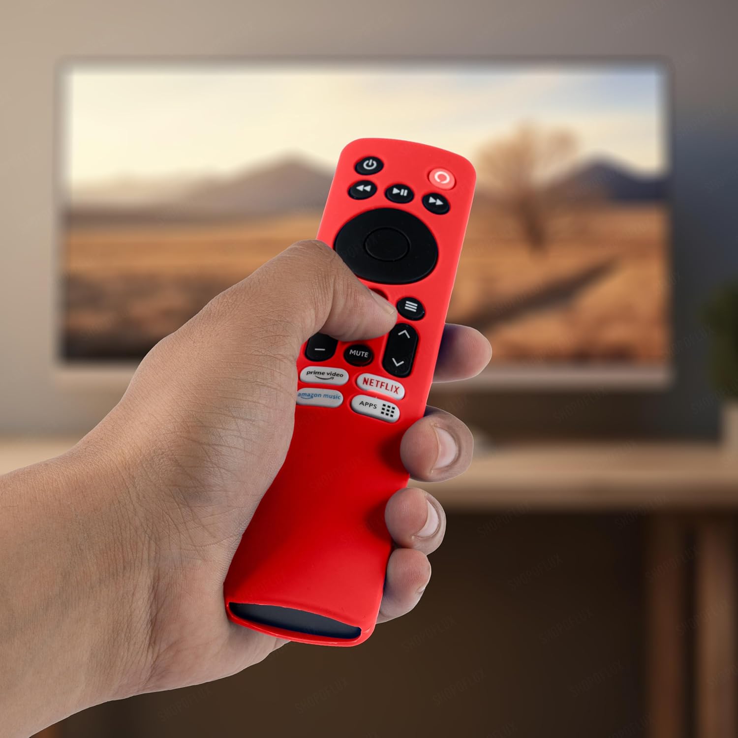 Shopoflux Silicone Tv Remote Cover Compatible with Redmi Smart Fire Tv 32 Redmi Fire Tv 4k 43 inches Protective Case (RED) Shopoflux