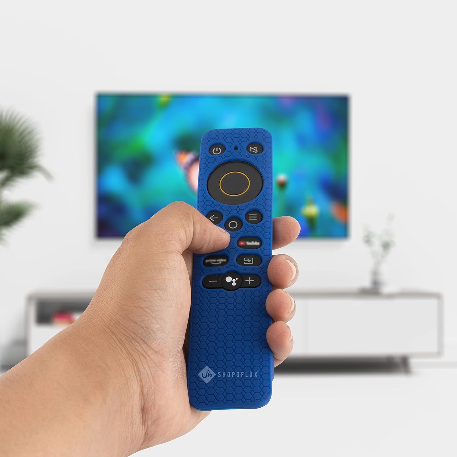SHOPOFLUX Silicone Remote Cover Compatible with REALME Smart LED TV Anti Slip Remote Case Shockproof Cover (Blue) Shopoflux