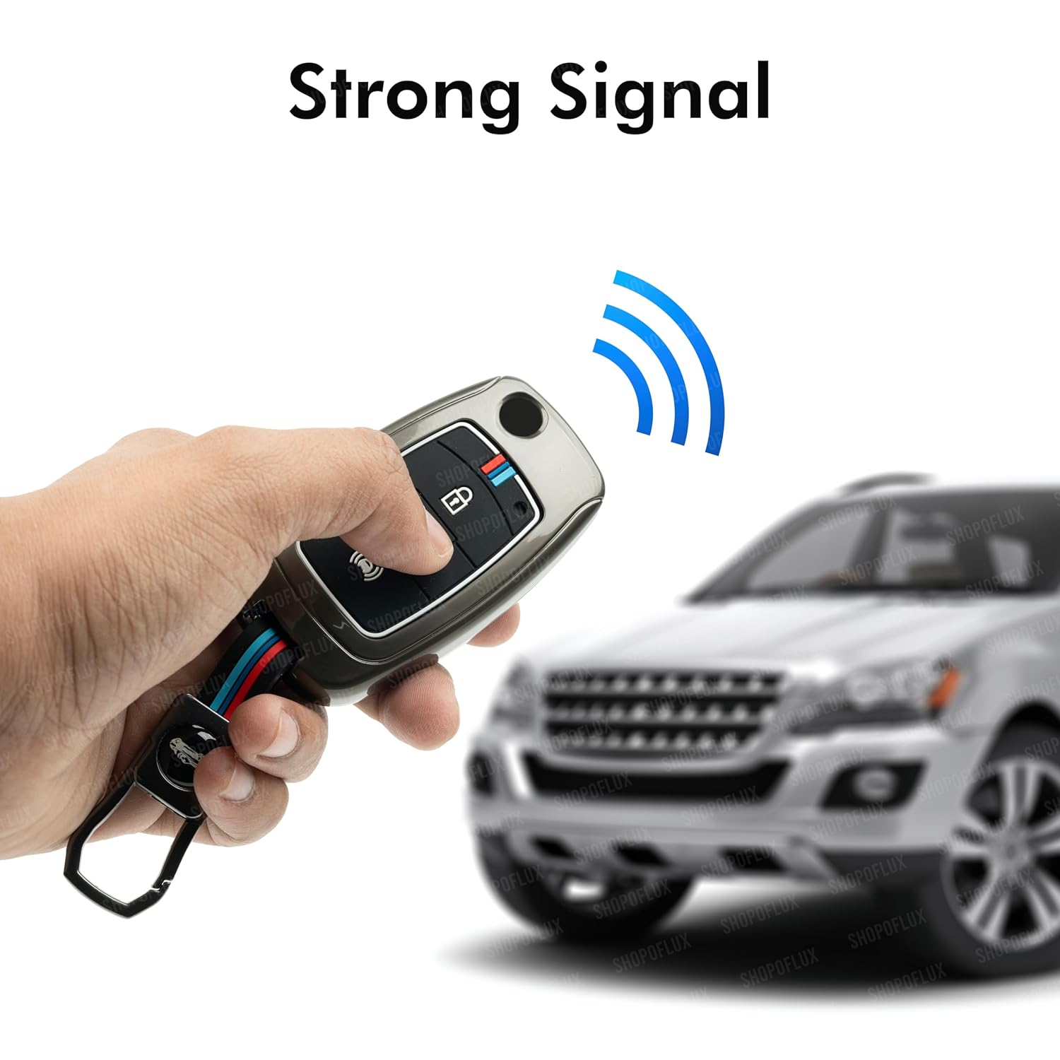 SHOPOFLUX Metal Key Cover Compatible for Mahindra XUV 300 and Alturas G4 Car 3 Button Flip Key
