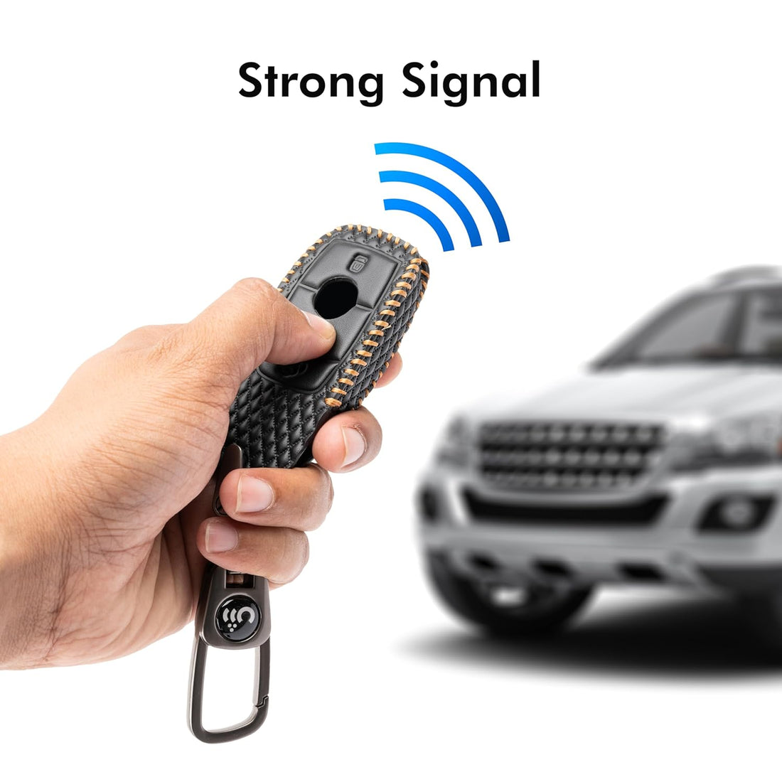 SHOPOFLUX Leather Car Key Cover Compatible for Mercedes Benz E - Class S - Class A - Class C - Class G - Class 2020 Onwards New Smart Key - Black