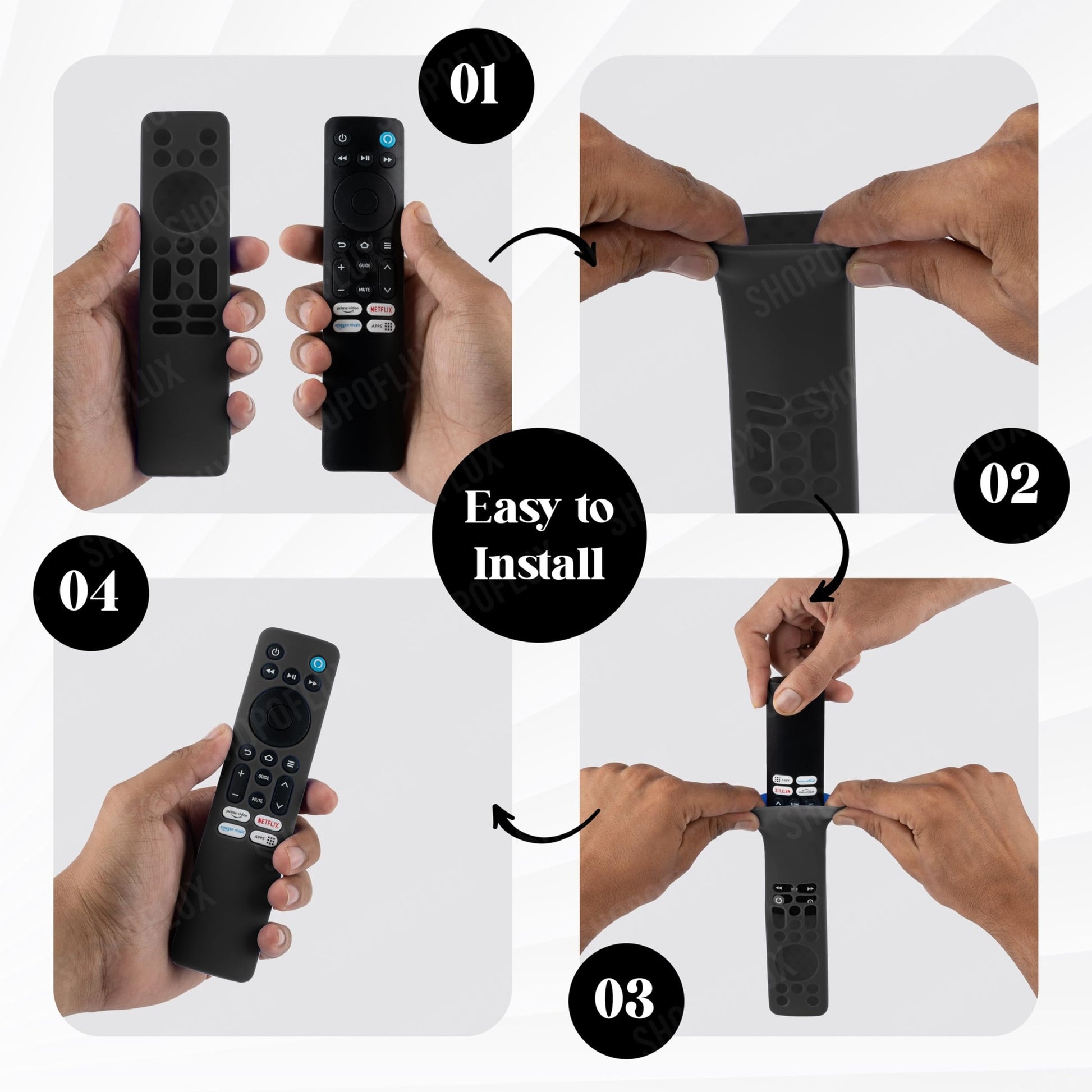 Shopoflux Silicone Tv Remote Cover Compatible with Redmi Smart Fire Tv 32, 4k 43 inches Remote Protective Case (Black) Shopoflux