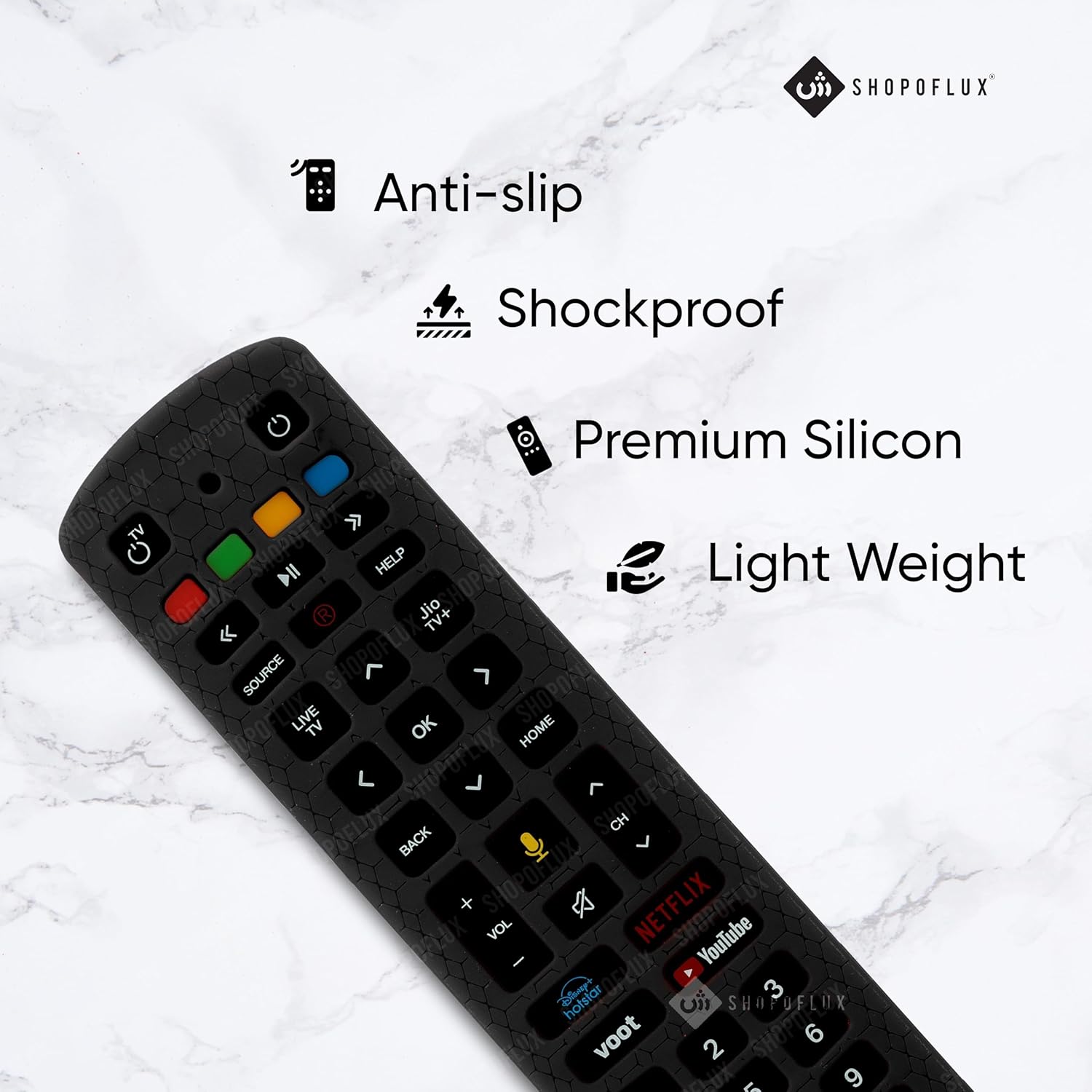 SHOPOFLUX Silicone Remote Cover Compatible with Jio TV Remote Anti Slip Case Shockproof Cover