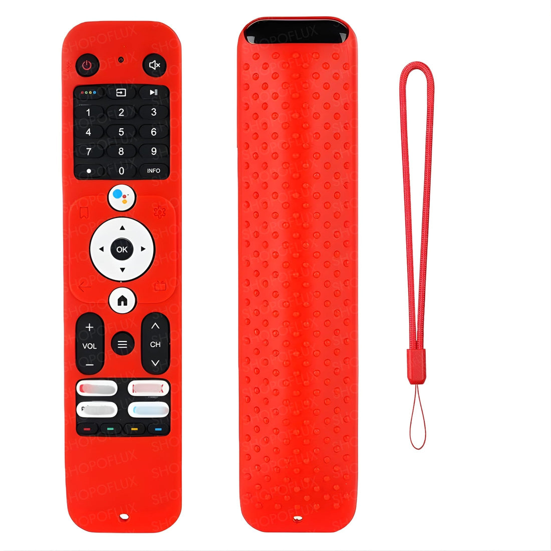 SHOPOFLUX Silicone TV Remote Cover Compatible with Haier TV Protective Case with Lanyard (Red) Shopoflux