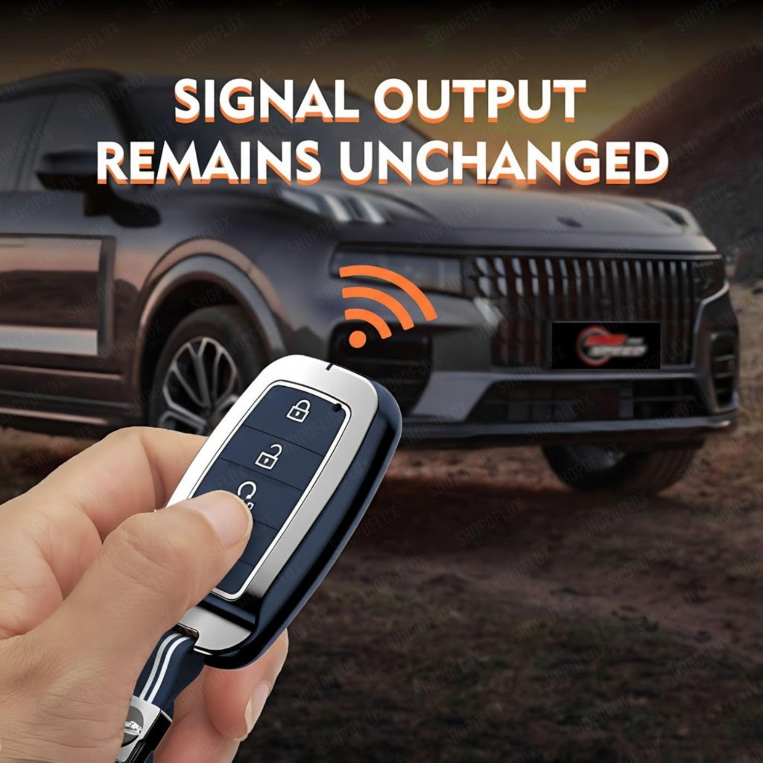 SHOPOFLUX Metal Key Cover Compatible with Kia Seltos | Sonet | Carens 4 Button Smart Key (Black) (Blue Silicone (Pack 1)) (Copy) Shopoflux