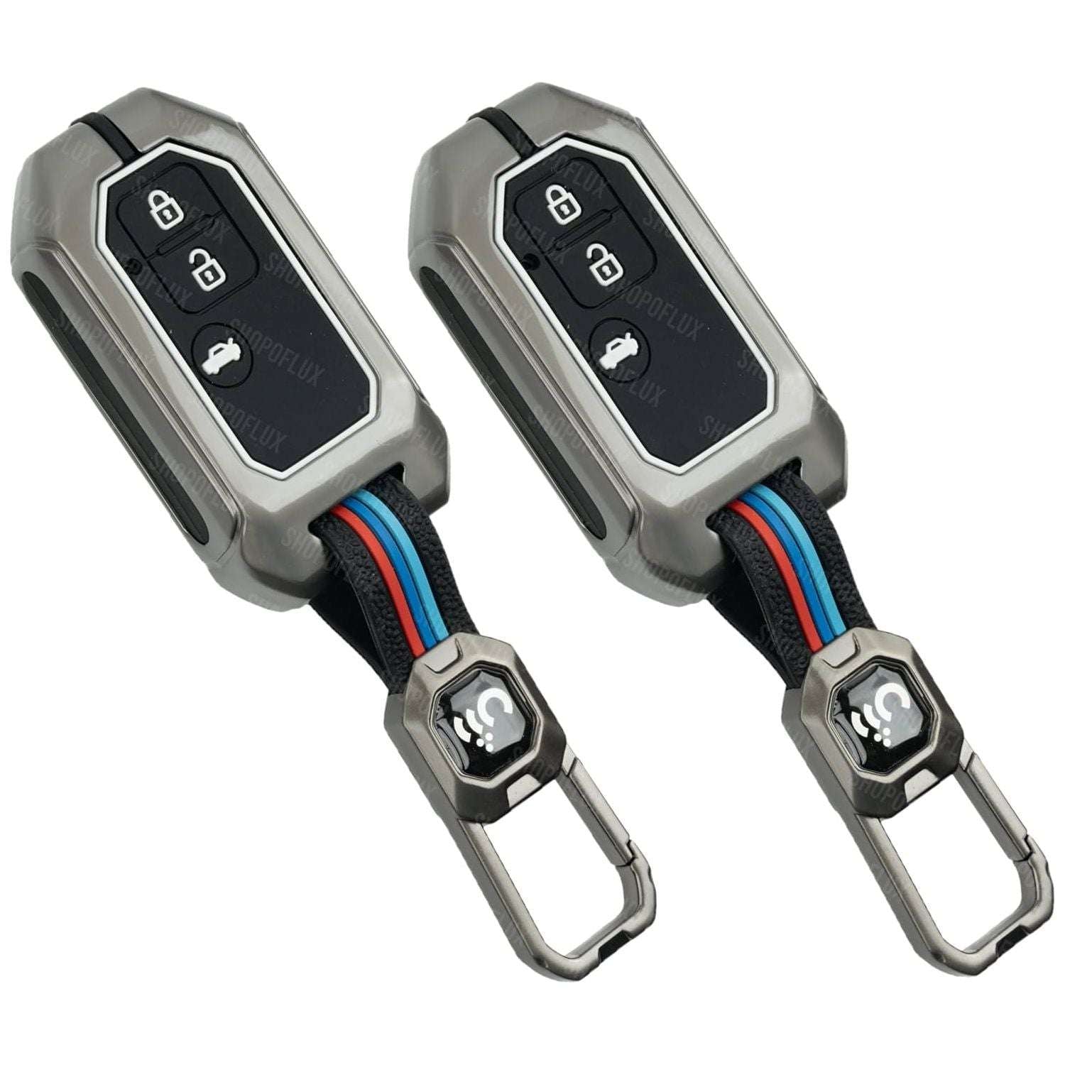 SHOPOFLUX Metal Key Cover Compatible for Suzuki Dzire | Ertiga 3-Button Smart Key