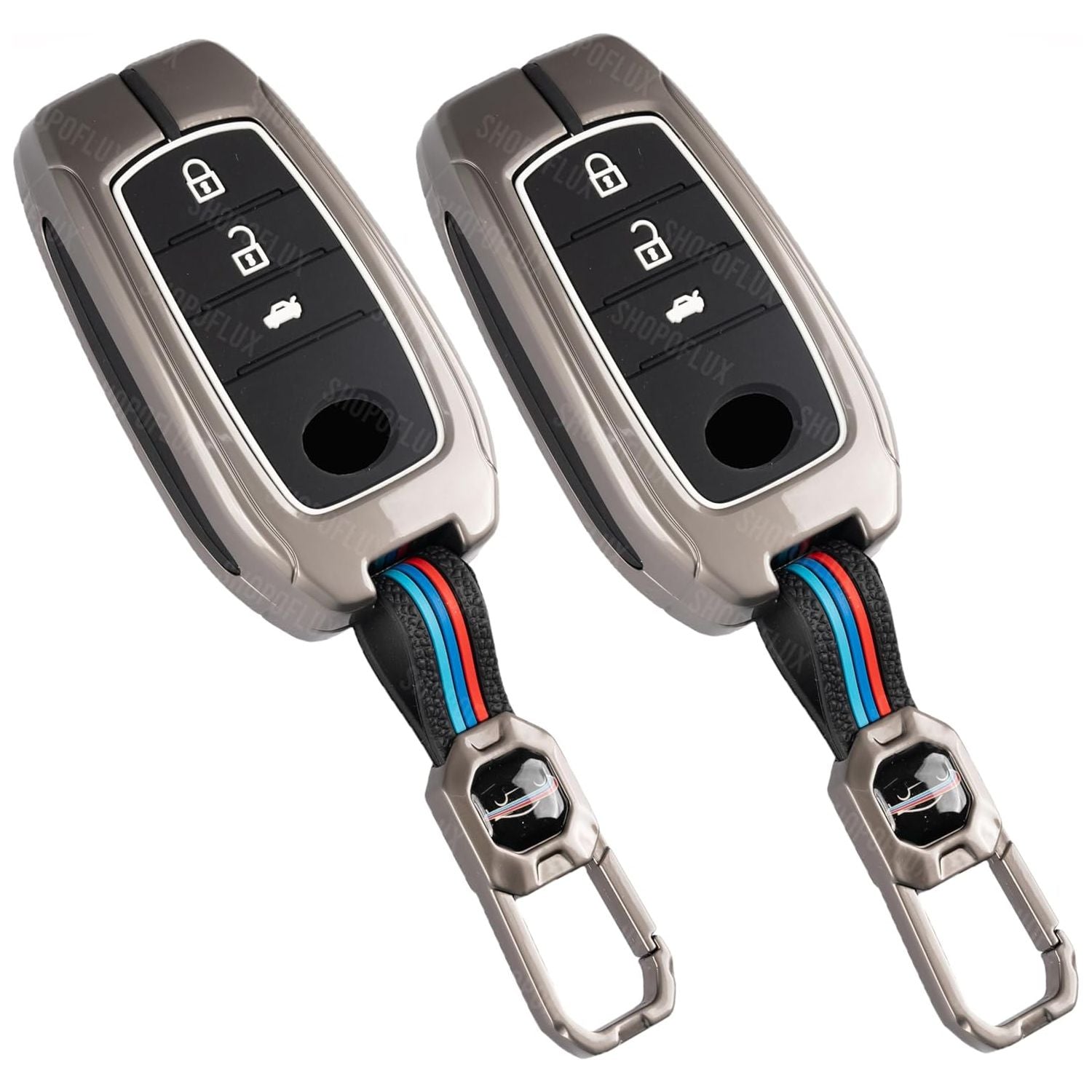 SHOPOFLUX Metal Key Cover Compatible with suzuki and Toyota Fortuner | Fortuner Legender | Innova Hycross | Invicto 3 Button Smart Key - Black