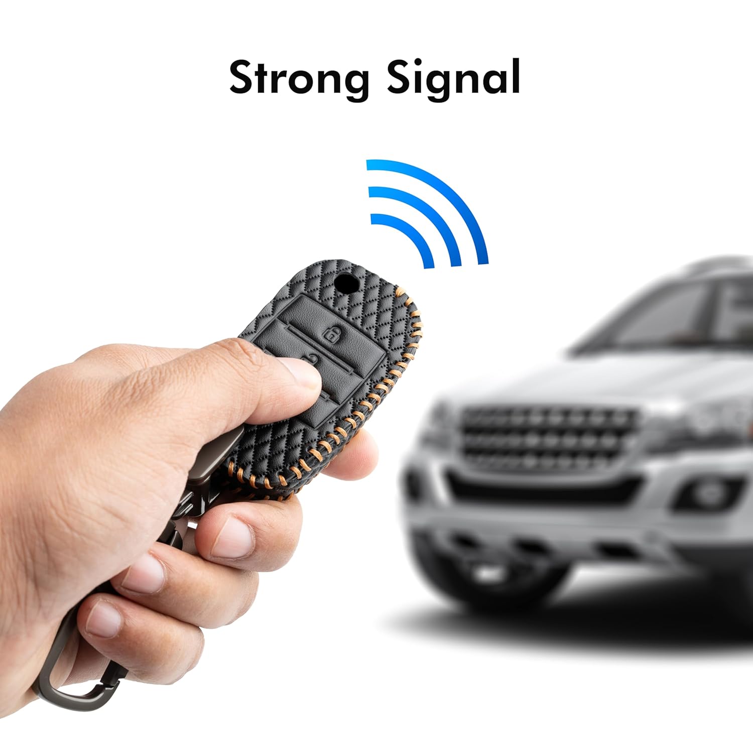 Shopoflux® Leather Key Cover Compatible for Kia Carens | Sonet | Seltos 3 Button Flip Key Black