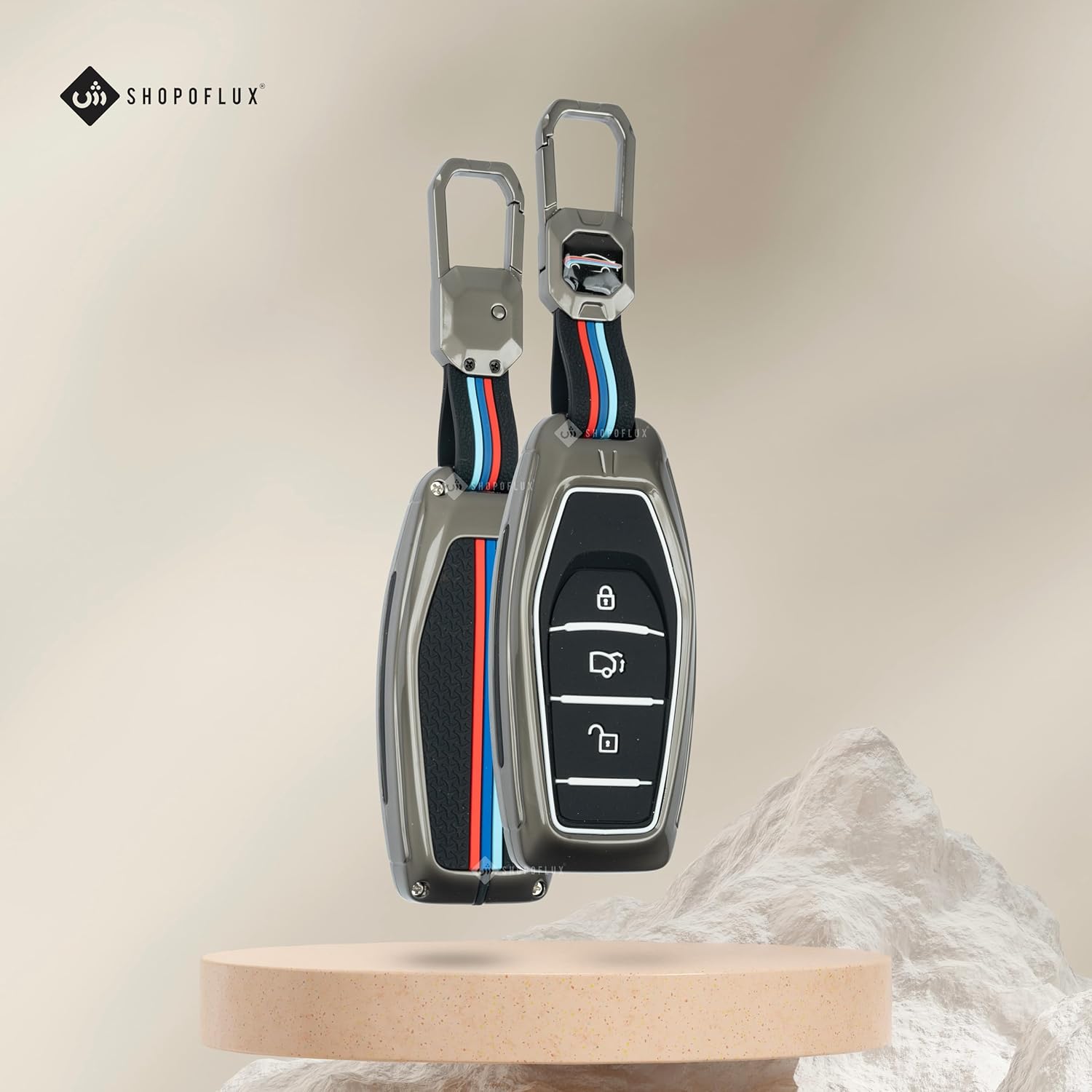 SHOPOFLUX Metal Key Cover Compatible with Mahindra XUV 500 Smart Key | Accessories