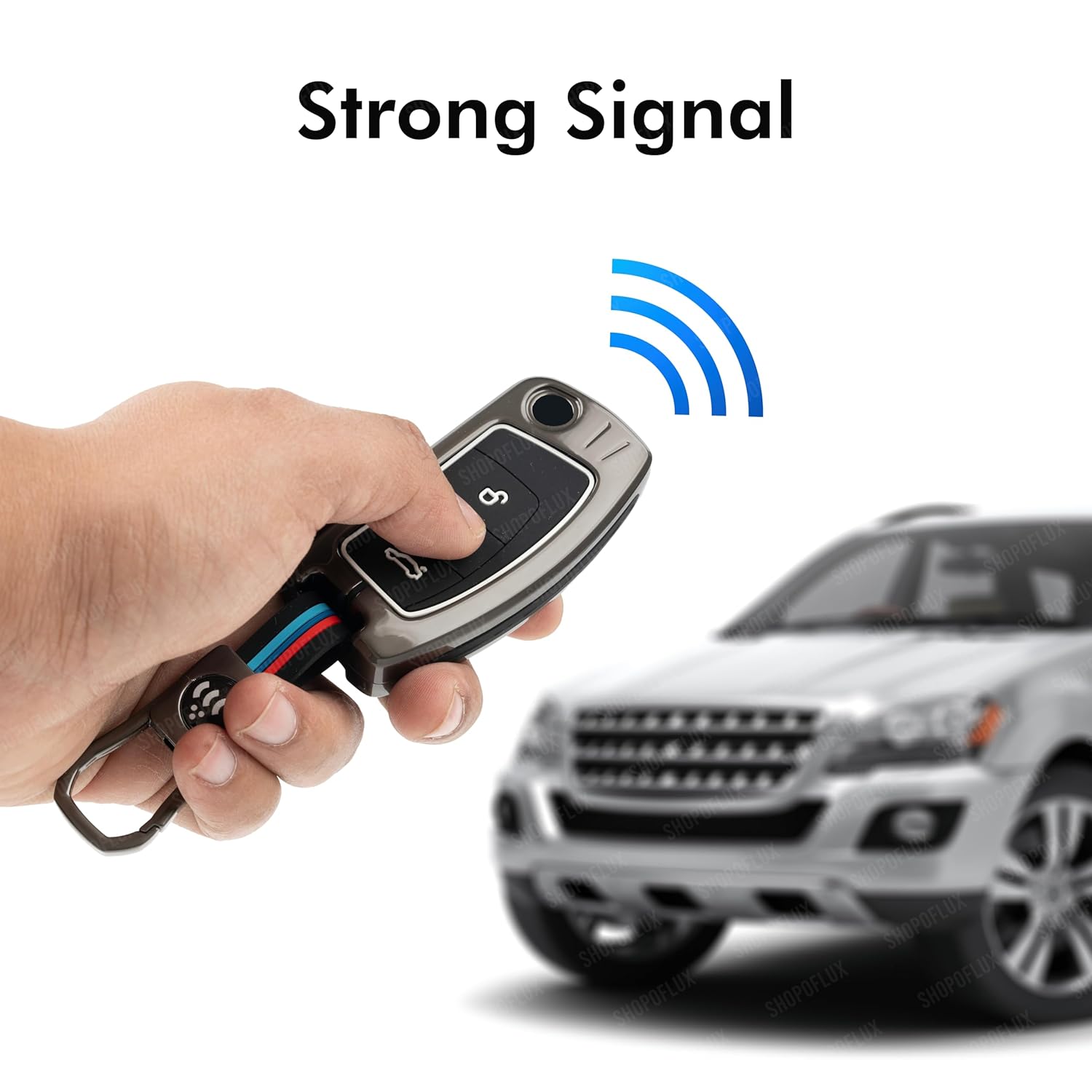 SHOPOFLUX Metal Key Cover Compatible for Ford Old Ecosport | Fiesta | Figo 3 Button Flip Key