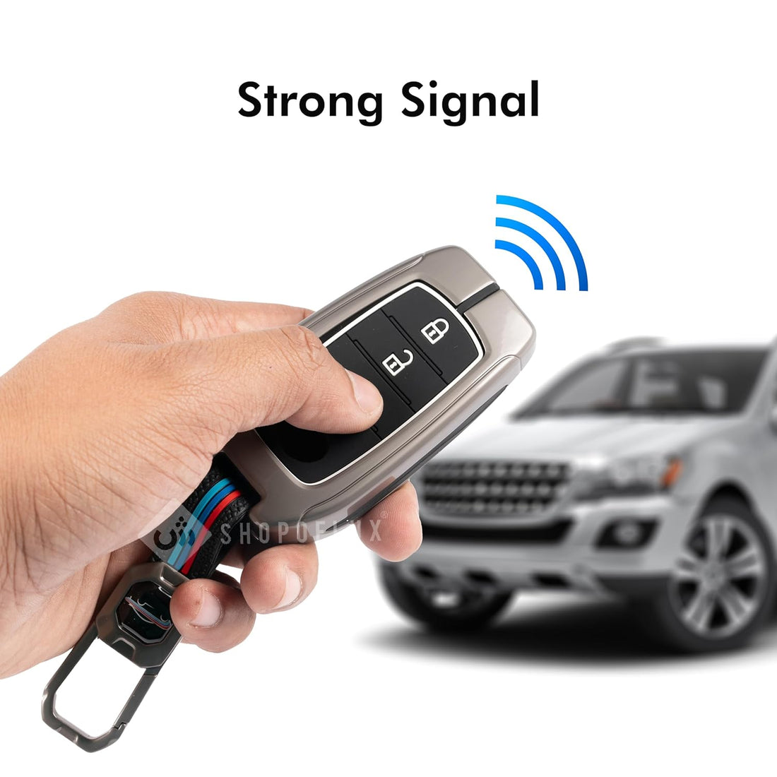 SHOPOFLUX Metal Key Cover Compatible with suzuki and Toyota Fortuner | Fortuner Legender | Innova Hycross | Invicto 3 Button Smart Key - Black