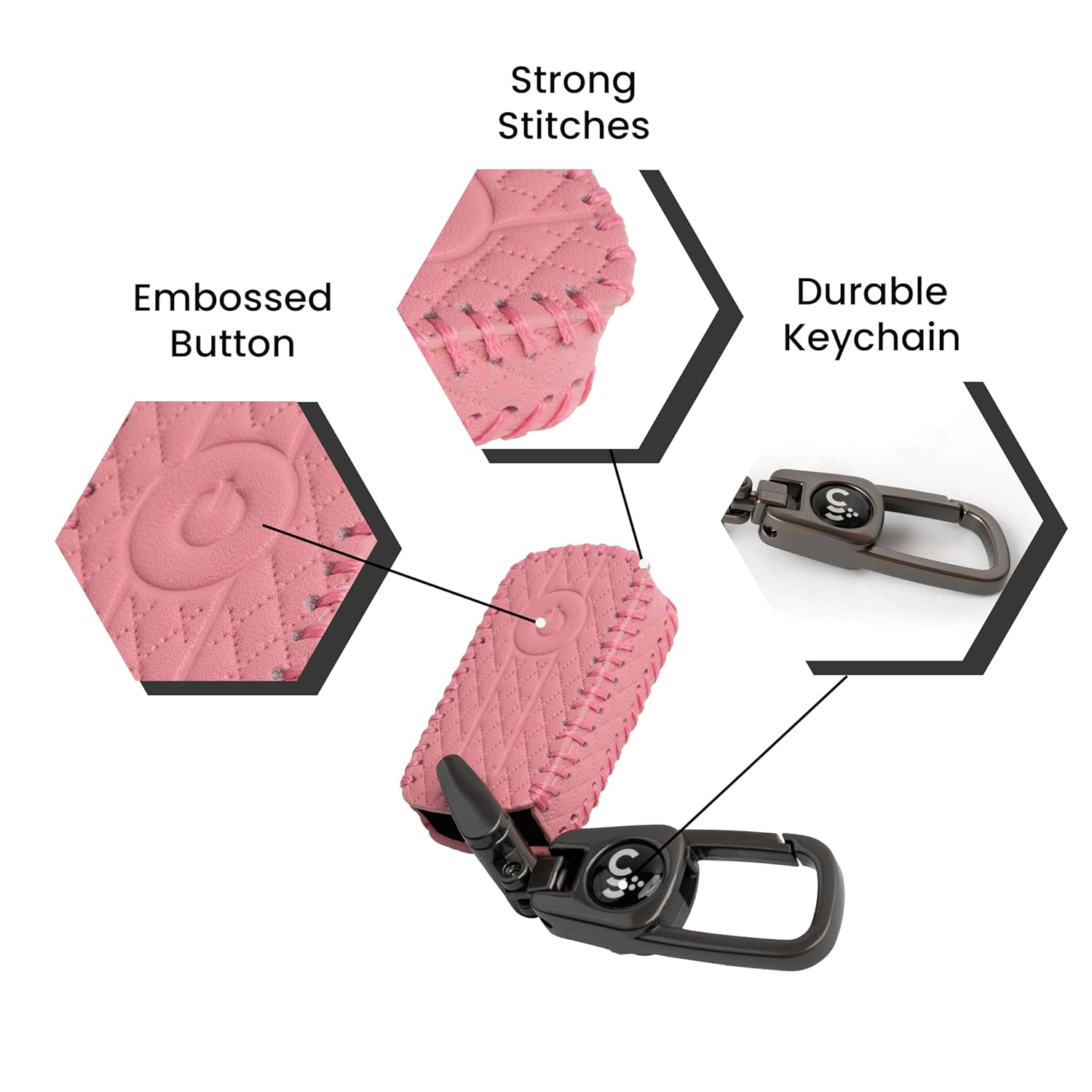 SHOPOFLUX Leather Key Cover Compatible with Yamaha Aerox Pink