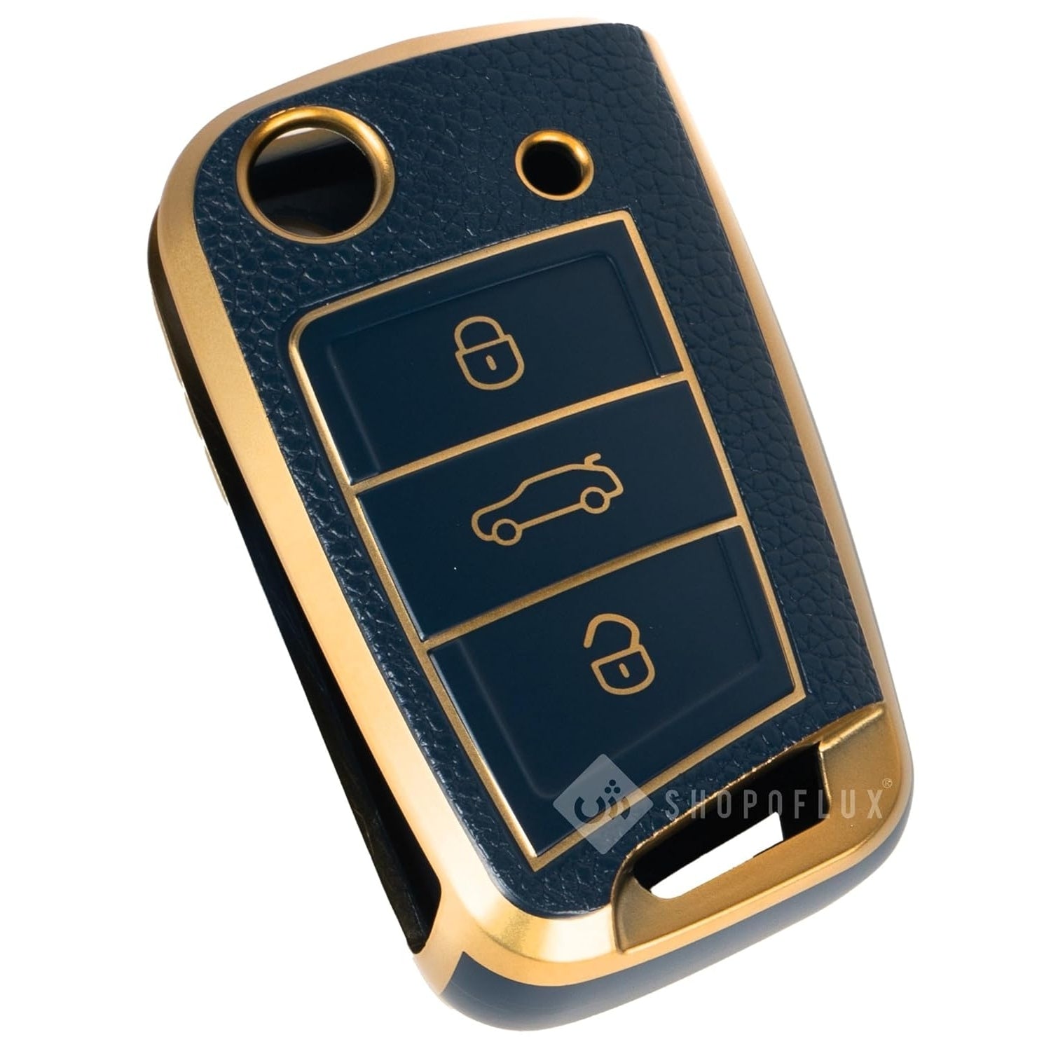 SHOPOFLUX Leather TPU Key Cover Compatible with Skoda & Volkswagen Cars Slavia | Kushaq | Octavia | Virtus | Taigun | Tiguan | T ROC 3 Button Flip Key