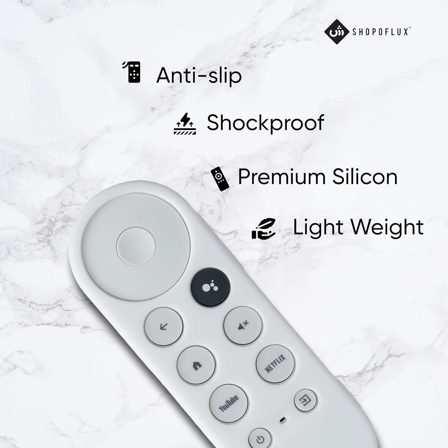 Shopoflux Silicone Full Wrap Remote Case Compatible with Google Chromecast Tv Voice Remote Protective Cover (White) (Copy) Shopoflux