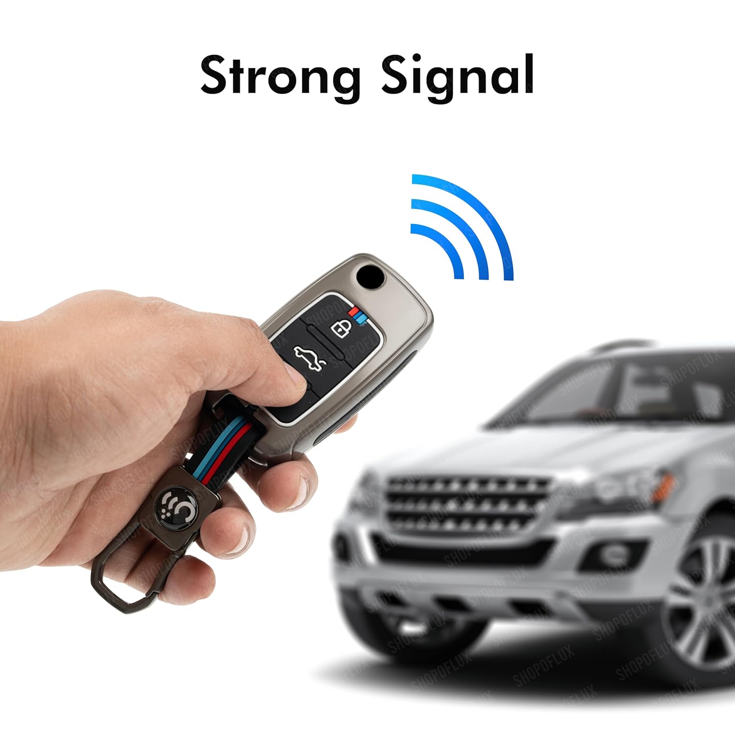 SHOPOFLUX Metal Key Cover Compatible for Skoda & Volkswagen Cars Octavia, Laura, Superb, Fabia, Rapid, Polo, Vento, Jetta, Ameo, Passat 3 Button Flip Key