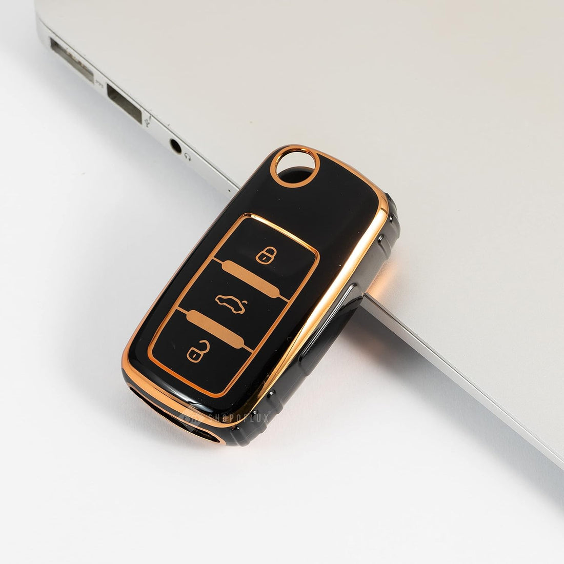 Shopoflux® TPU Key Cover Compatible with Skoda Rapid | Laura | Superb | Octavia | Fabia | Yeti 3 Button Flip Key Black