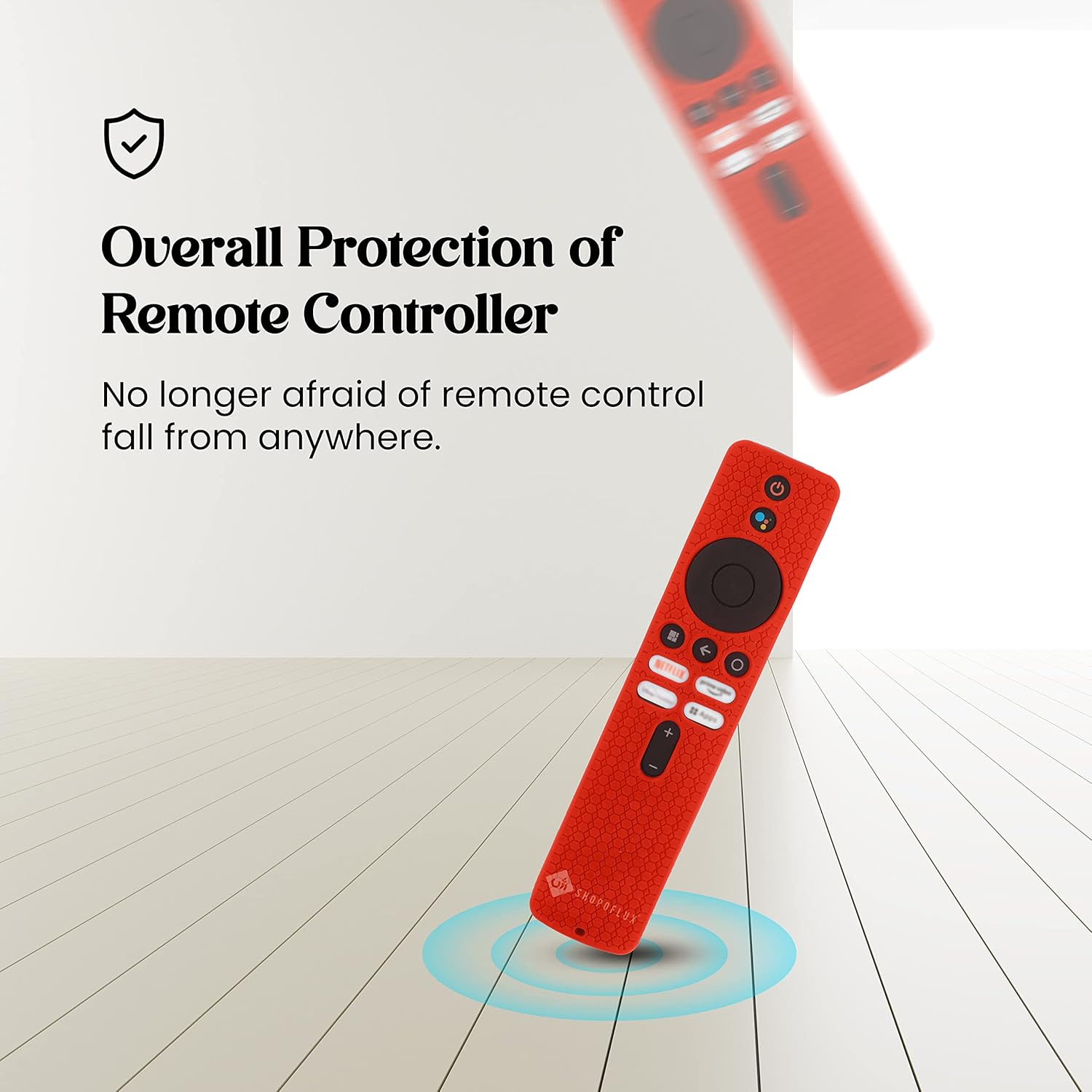 SHOPOFLUX Silicone Remote Cover Compatible with Redmi 4k Ultra 43 inch, Xiaomi OLED Series 55 inch, Xiaomi 5A Series 32/40/43 inch TV (Red) Shopoflux