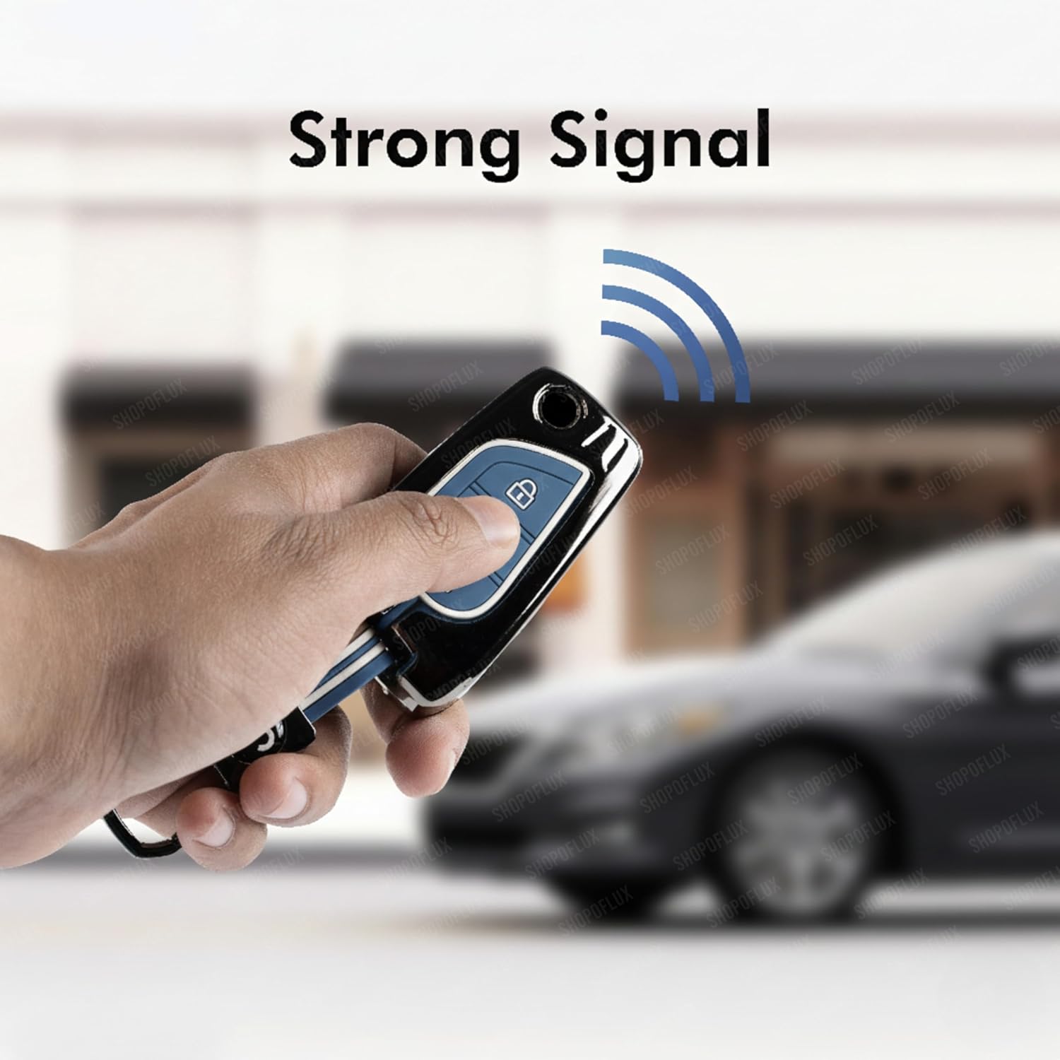 SHOPOFLUX Metal Key Cover Compatible with Toyota Innova Crysta | Corolla Altis 2 Button Flip Key (Metal Silicone Blue)