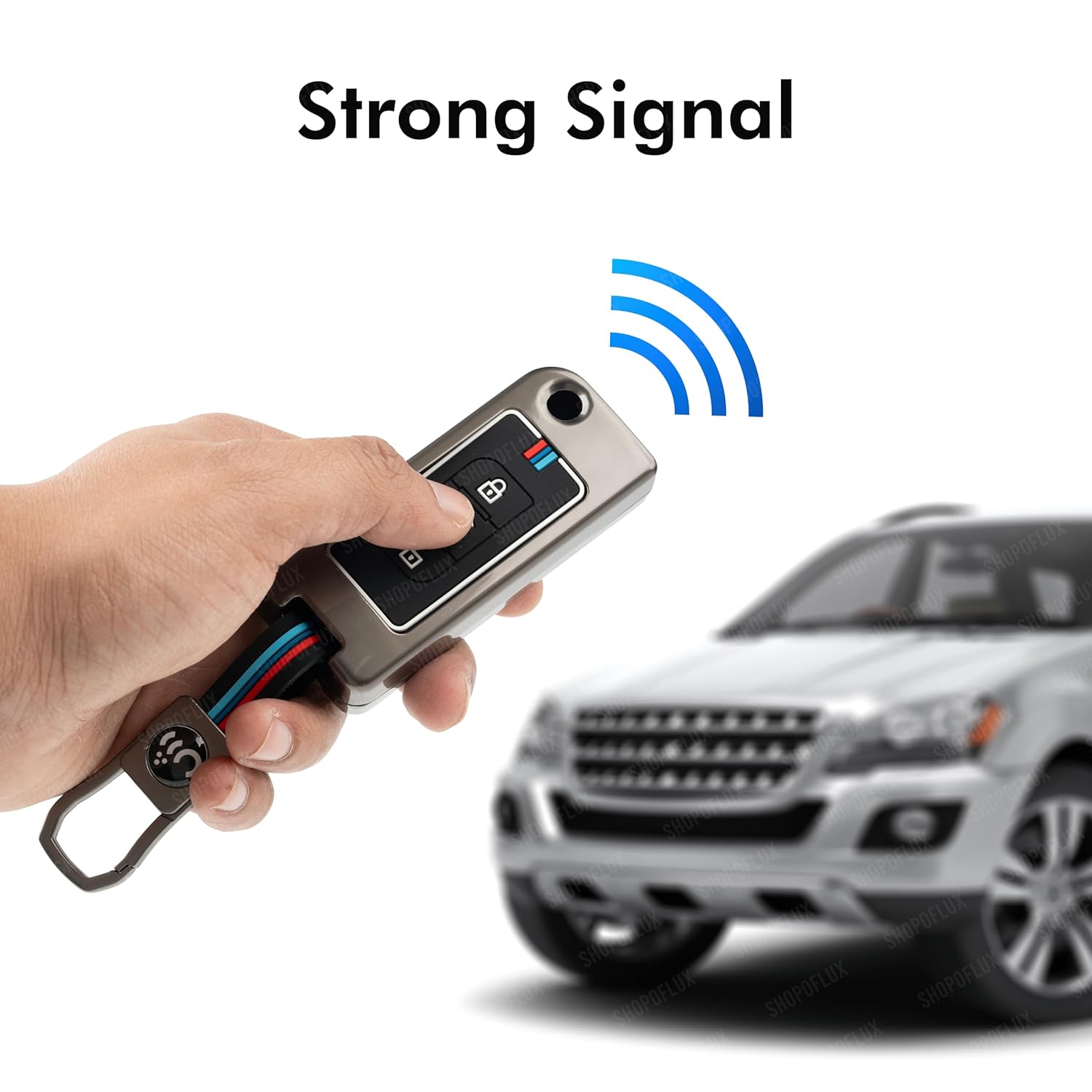 SHOPOFLUX Metal Key Cover Compatible for Mahindra XUV 500 Old 3 Button Flip Key