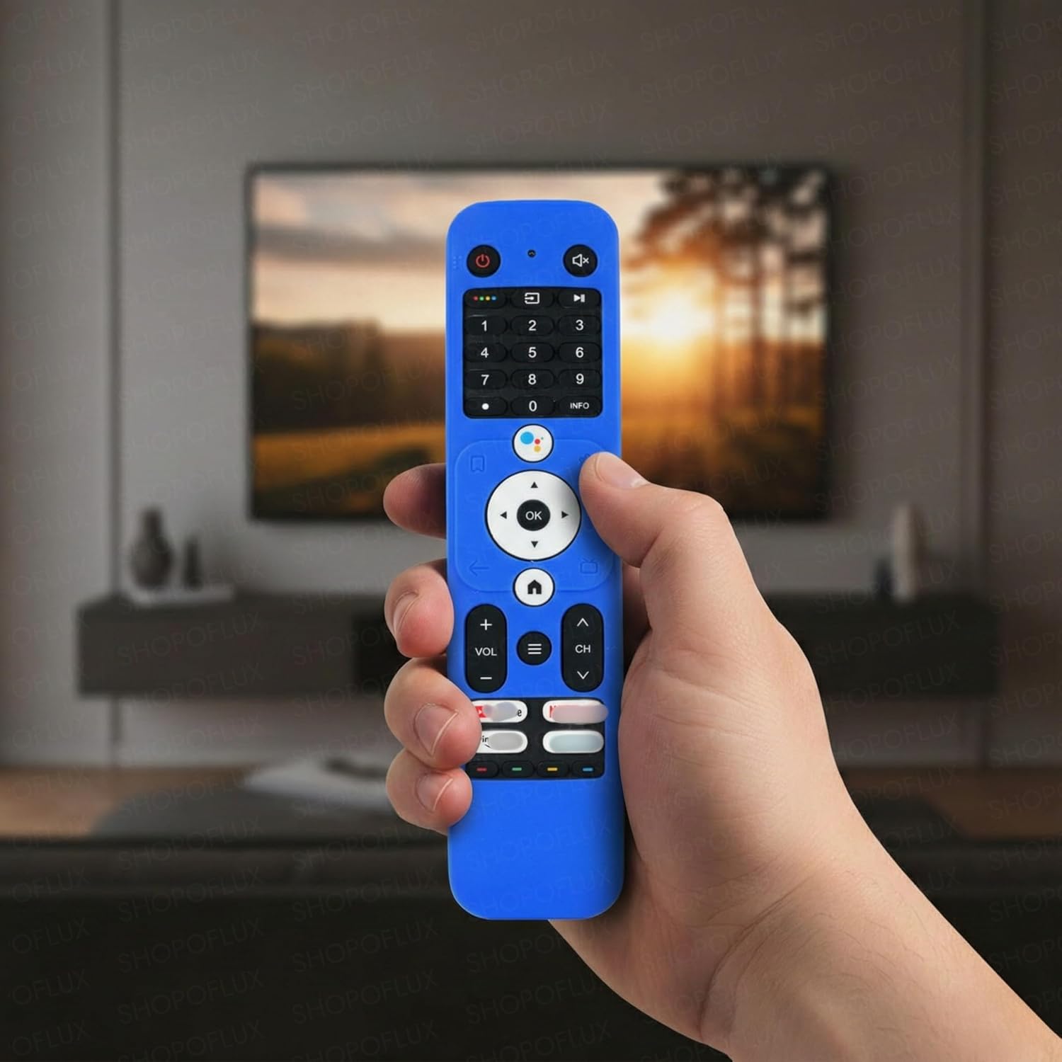 SHOPOFLUX Silicone TV Remote Cover Compatible with Haier TV Protective Case with Lanyard (Blue) Shopoflux