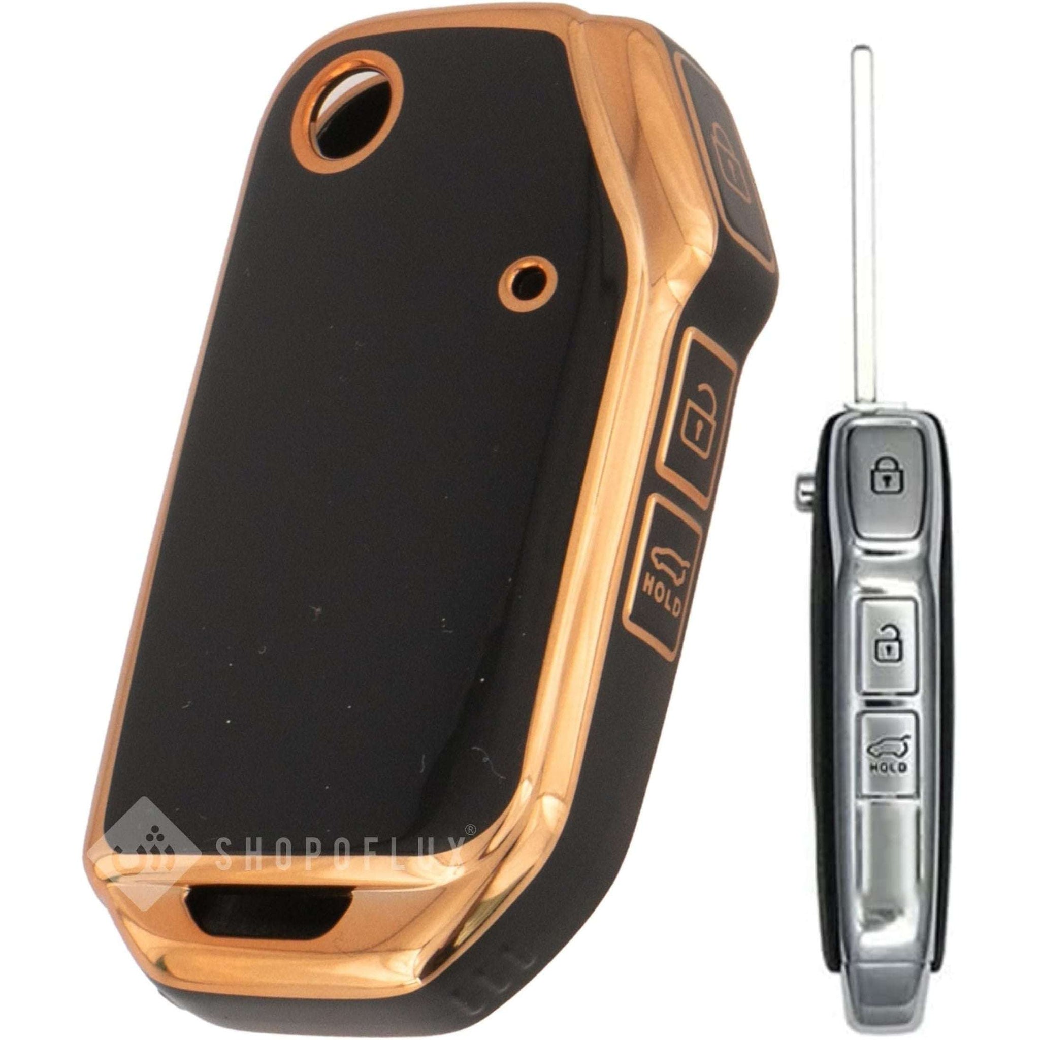 SHOPOFLUX TPU Key Cover Compatible with Kia Seltos2025HTE,syros 3 Button Flip Key Black Black