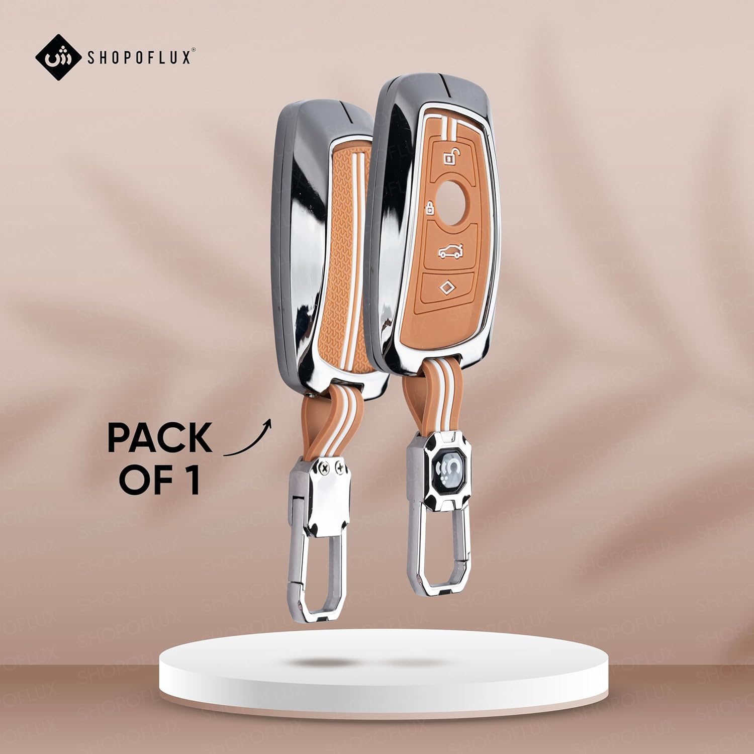 SHOPOFLUX Metal Key Cover Compatible with BMW X4, X3, 5 Series, 6 Series, 3 Series, 7 Series 4 Button Smart Key Shopoflux