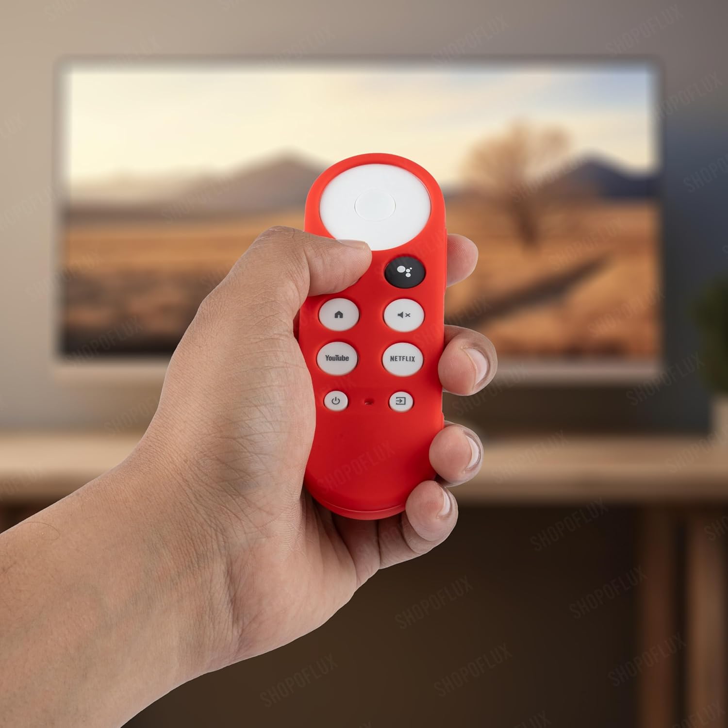 Shopoflux Silicone Full Wrap Remote Case Compatible with Google Chromecast Tv Voice Remote Protective Cover [Remote NOT Included] (RED) Shopoflux