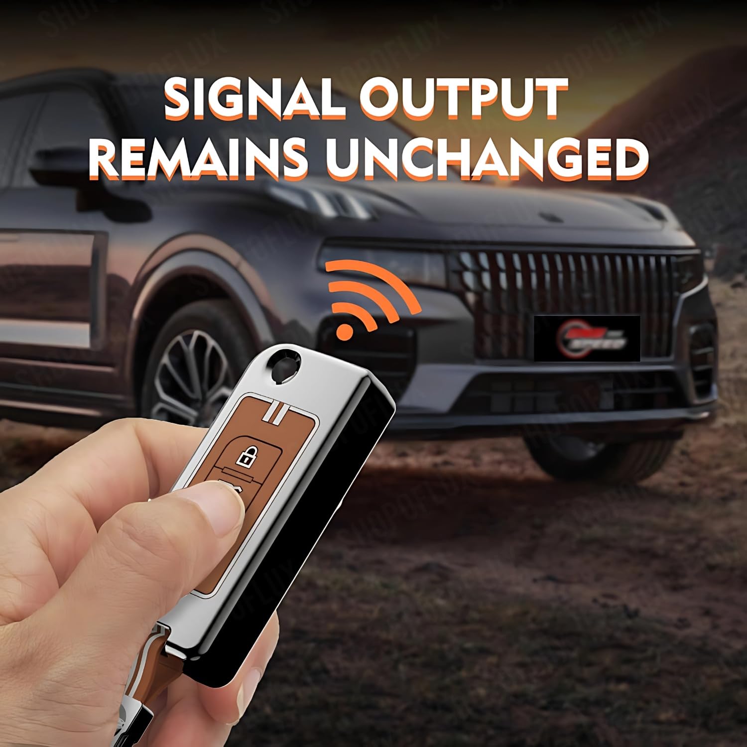 SHOPOFLUX Metal Key Cover Compatible for Mahindra XUV 500 Old 3 Button Flip Key (Brown Silicone) Shopoflux
