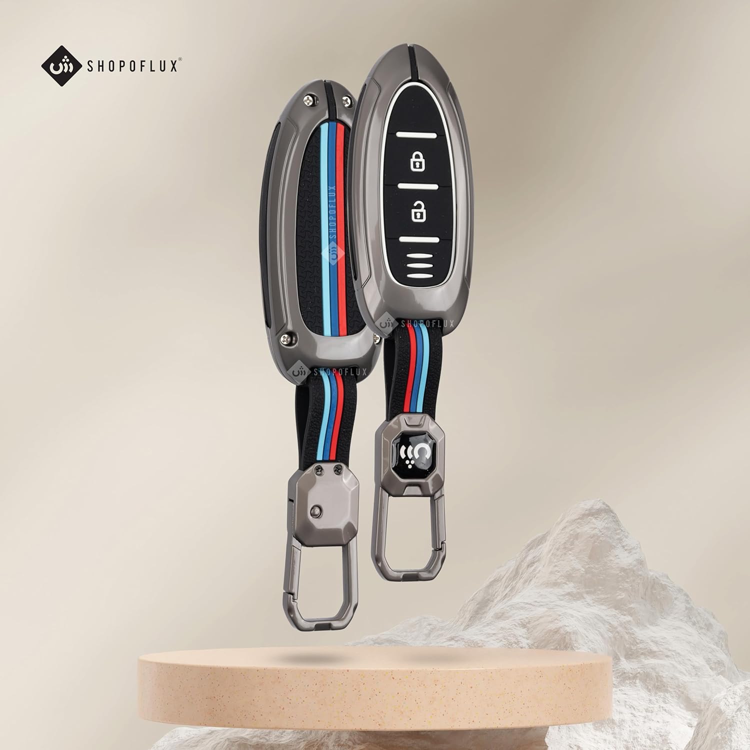 Shopoflux® metal Key Cover Compatible with Nissan Magnite Smart Key Black