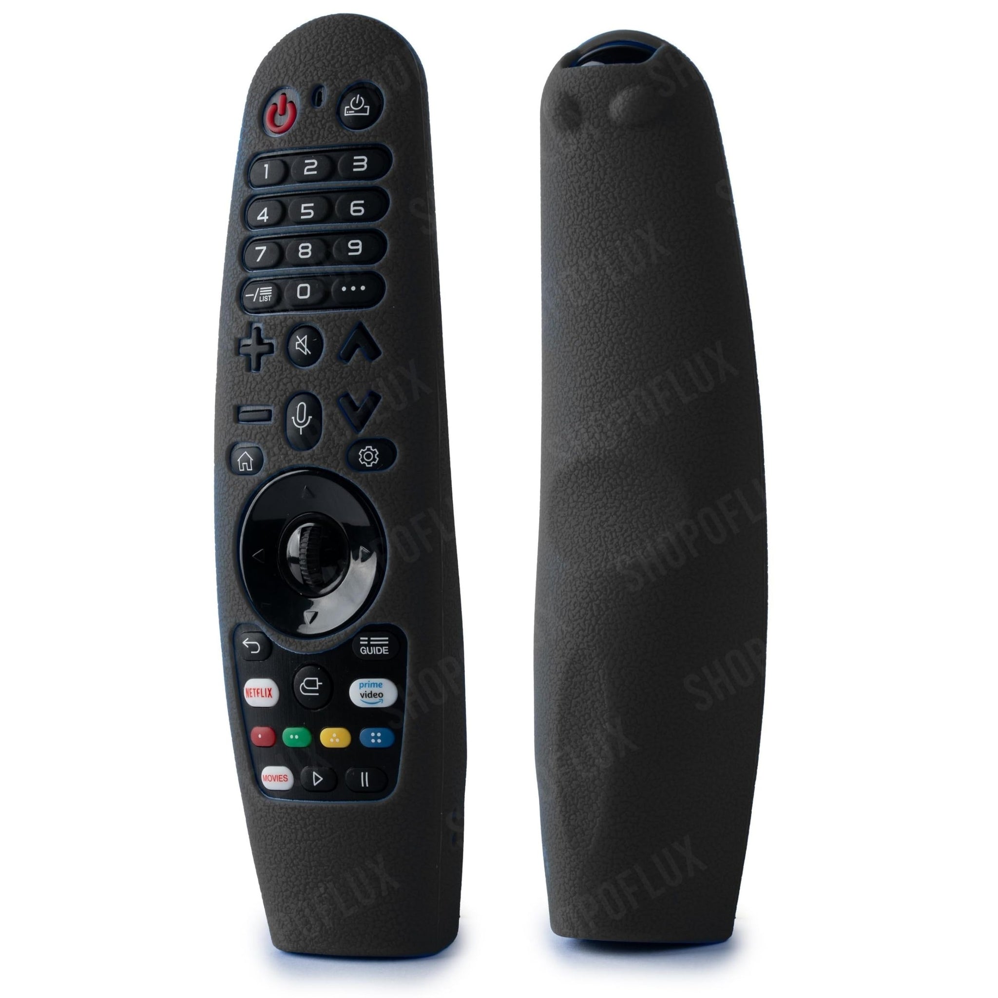 Shopoflux Silicone Full Wrap Case Compatible with LG AN-MR19BA AN-MR600 Magic Remote with Lanyard [Remote Not Included] (Black) Shopoflux