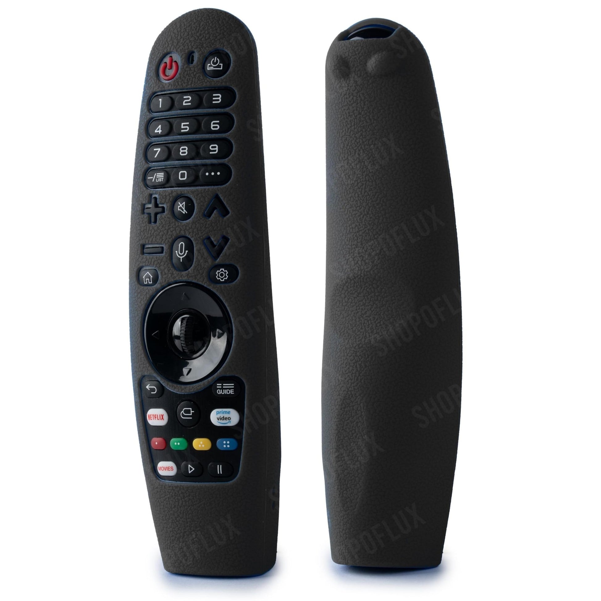 Shopoflux Silicone Full Wrap Case Compatible with LG AN-MR19BA AN-MR600 Magic Remote with Lanyard [Remote Not Included] (Black) Shopoflux