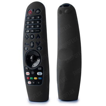 Shopoflux Silicone Full Wrap Case Compatible with LG AN-MR19BA AN-MR600 Magic Remote with Lanyard [Remote Not Included] (Black)