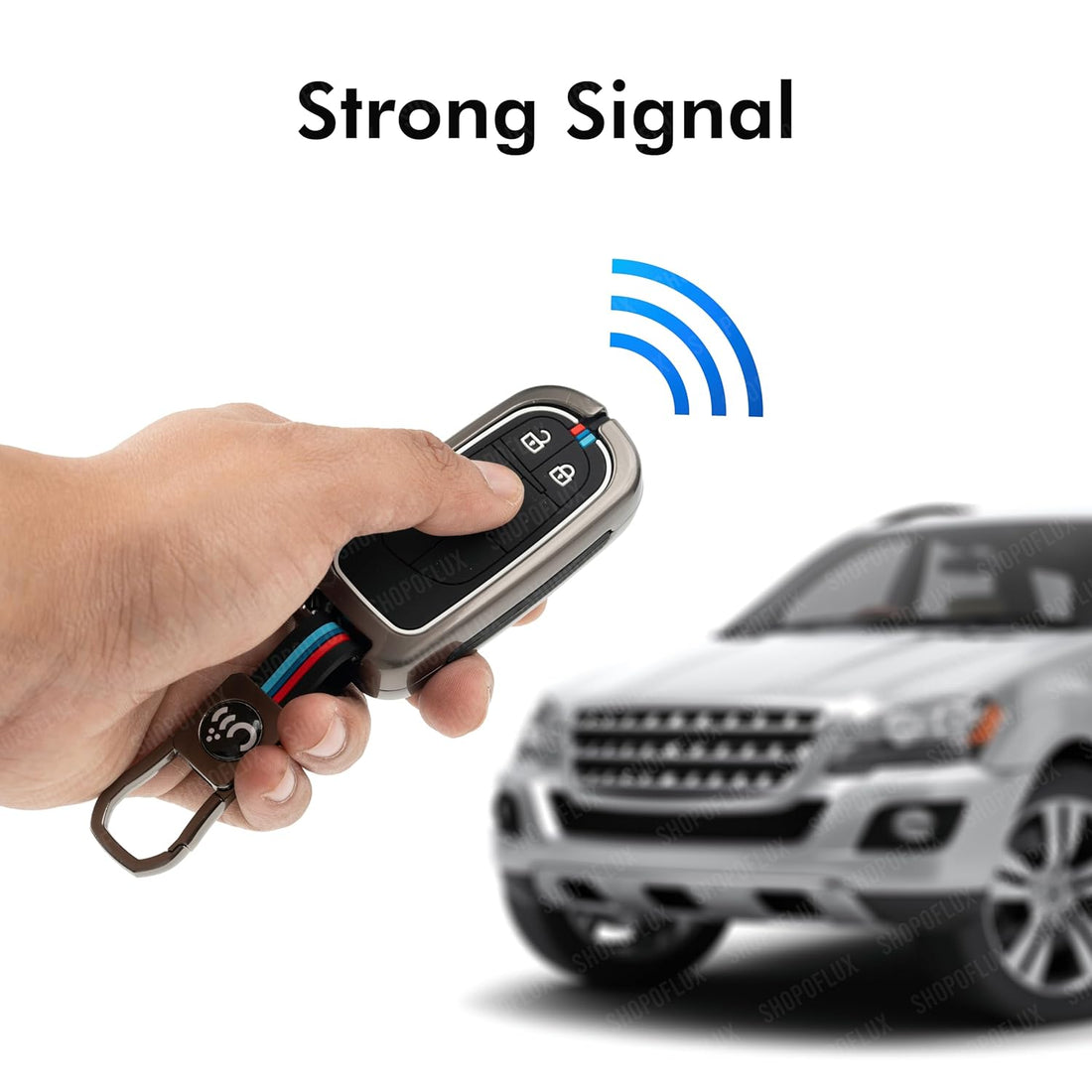 SHOPOFLUX Metal Key Cover Compatible for Jeep Meridian, Compass, Trailhawk, 2 Button Smart Key