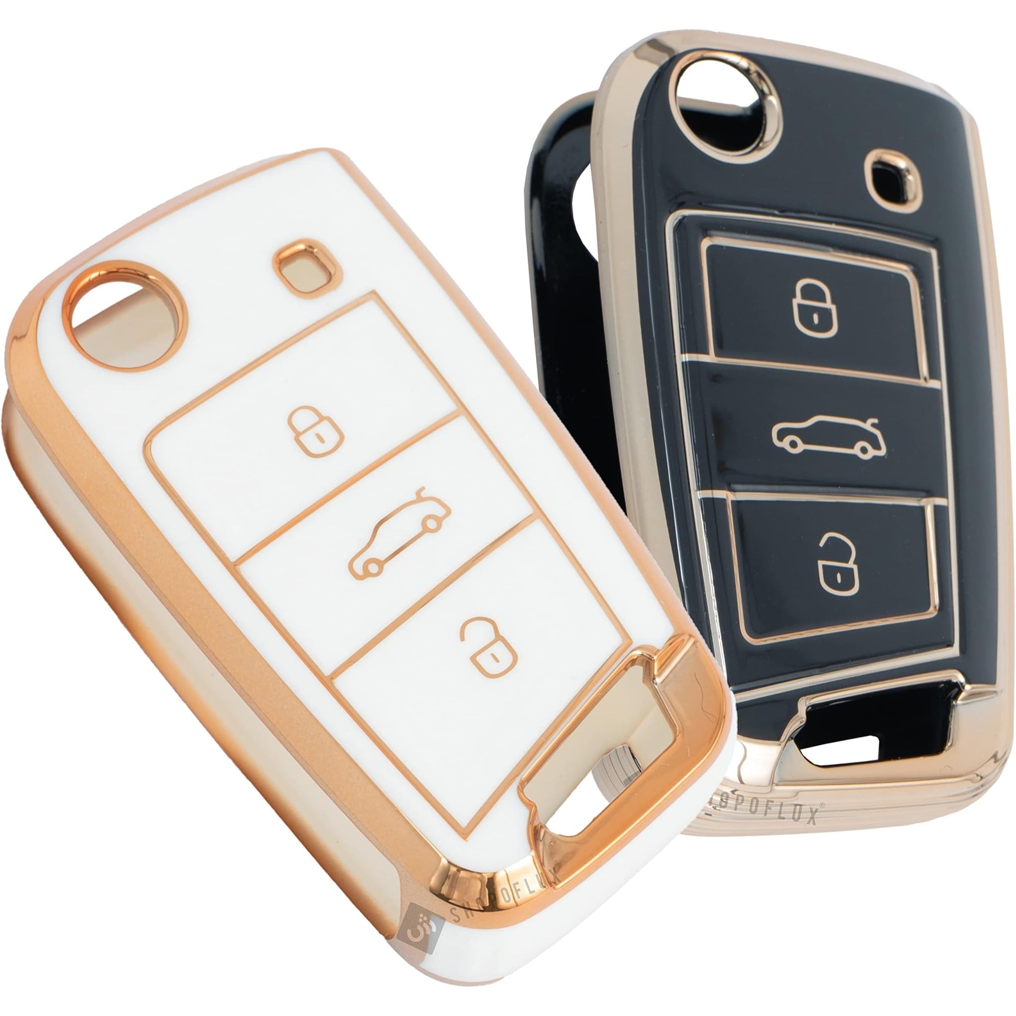 Shopoflux® TPU Key Cover Compatible with Skoda & Volkswagen Cars Slavia | Kushaq | Octavia | Virtus | Taigun | Tiguan | T ROC 3 Button Flip Key