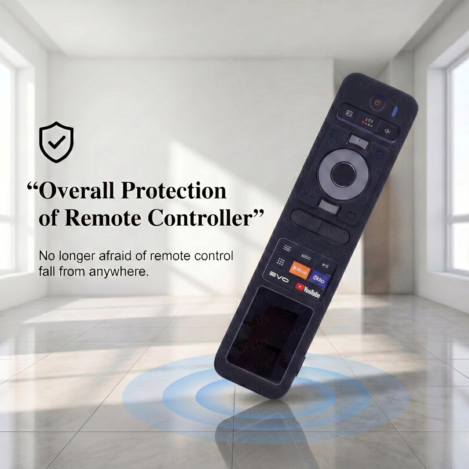 SHOPOFLUX Silicone TV Remote Cover Compatible with Haier TV Protective Case with Lanyard [Remote Not Included] (Black) Shopoflux