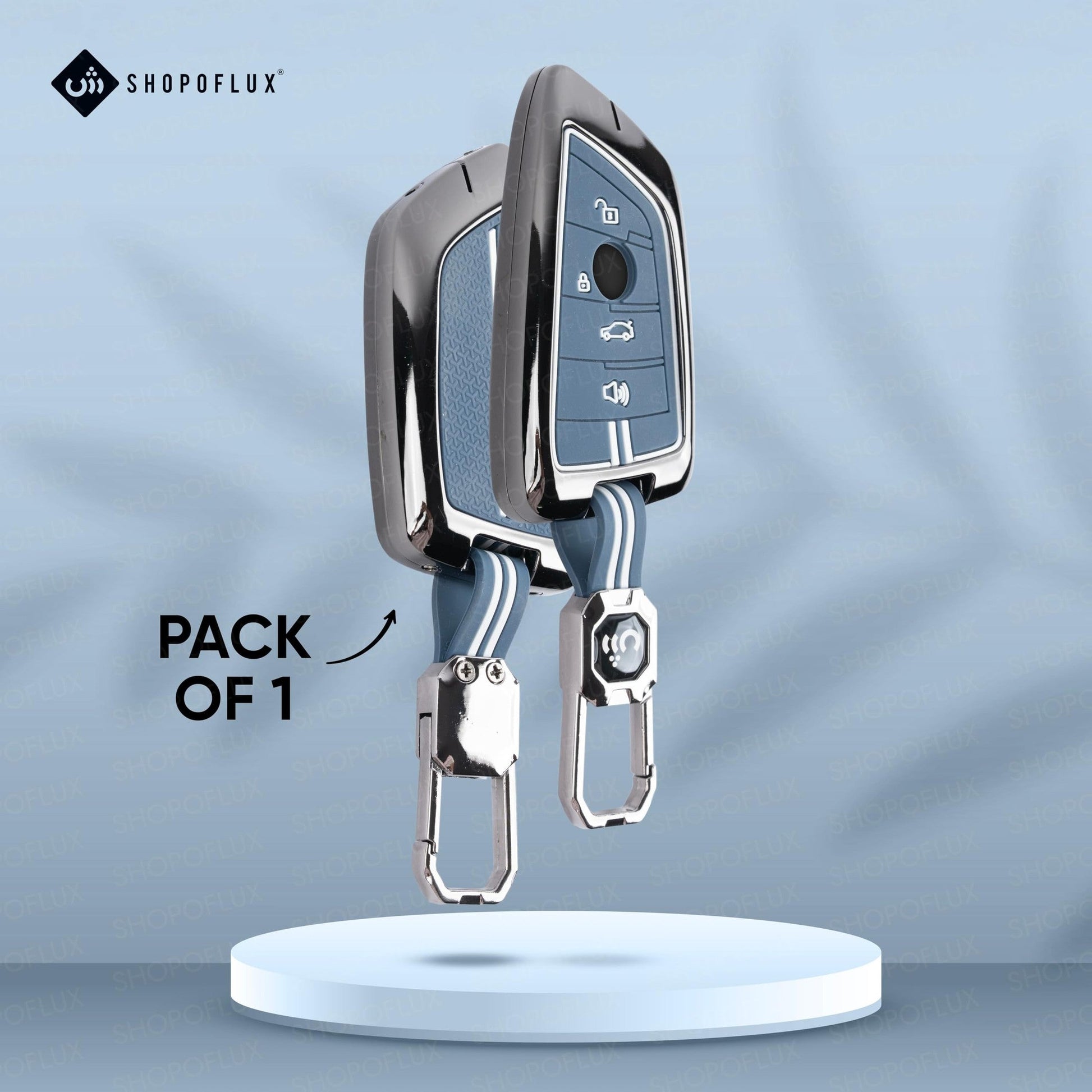 SHOPOFLUX Metal Key Cover Compatible for BMW X1, X3, X6, X5, 5 Series, 6 Series, 7 Series 4 Button Smart Key Shopoflux