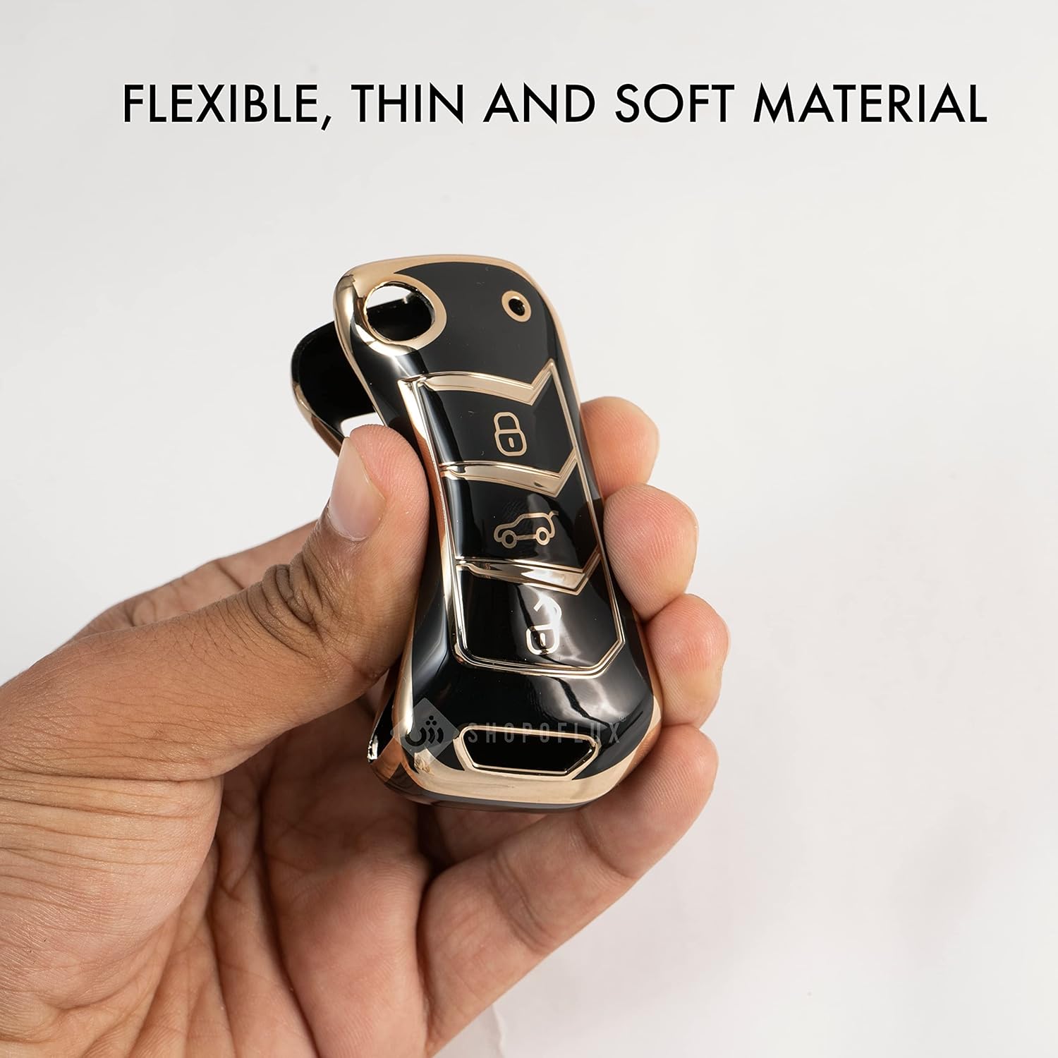 Shopoflux® TPU Key Cover Compatible with Mahindra Scorpio N | 3XO | XUV 300 | Marazzo | XUV 700 | XUV 400 ev | Bolero | Thar Roxx 3 Button Flip Key