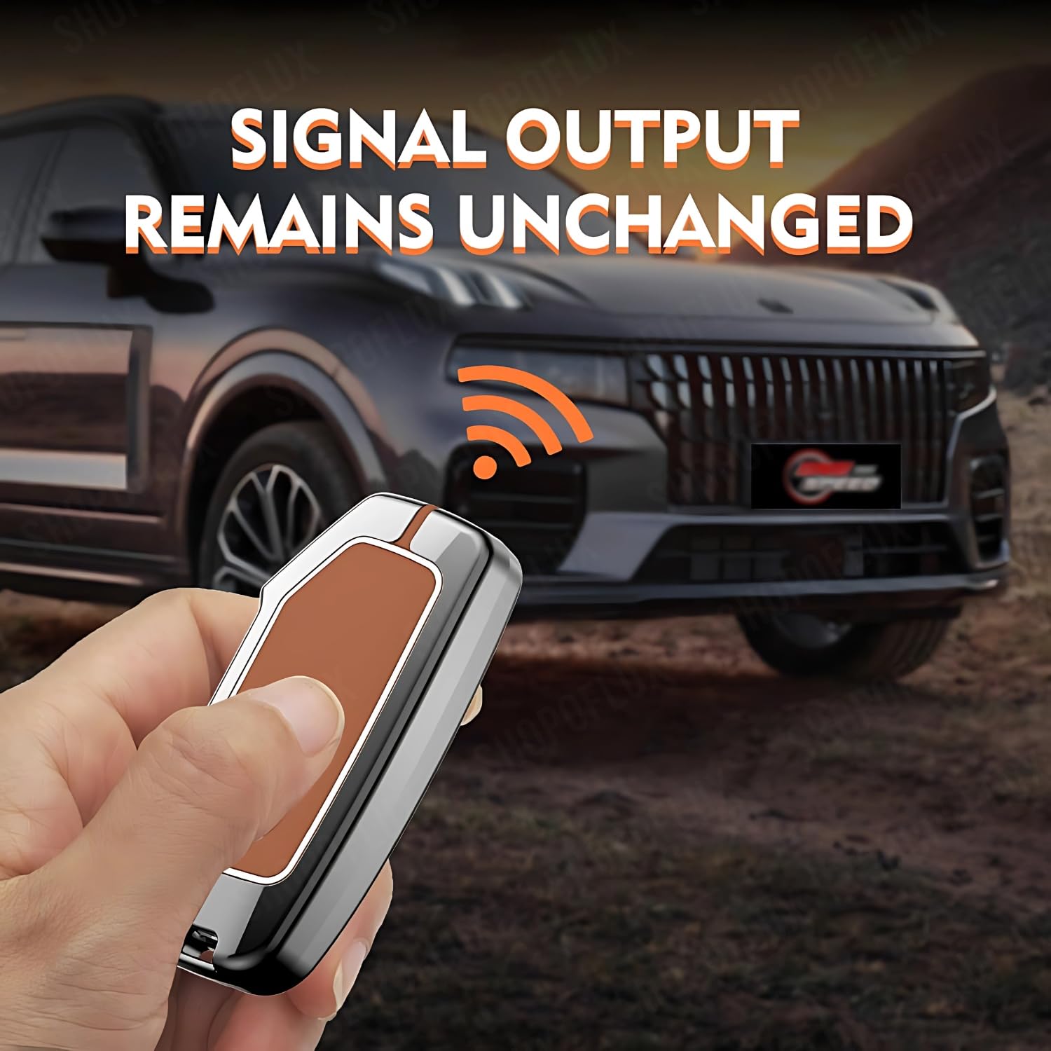 SHOPOFLUX Metal Key Cover Compatible with Kia Seltos 2024 2023 Facelift HTX | Carens Clavis X Line | Sonet Facelift 4 Button Smart Key (Brown Silicone) Shopoflux
