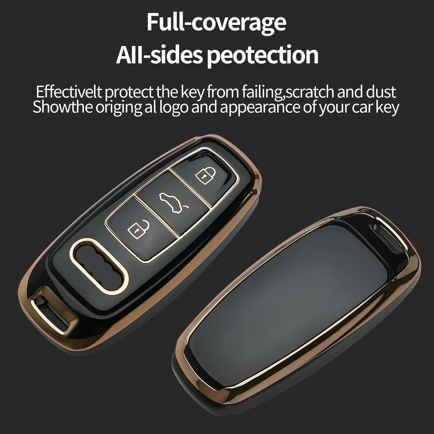 SHOPOFLUX TPU Car Key Cover Compatible for Audi A6 A7 A8 E-Tron Q8 SQ8, A3 Q7 S3 S6 SQ7 RS6 S7 RS7 Smart Key- Black